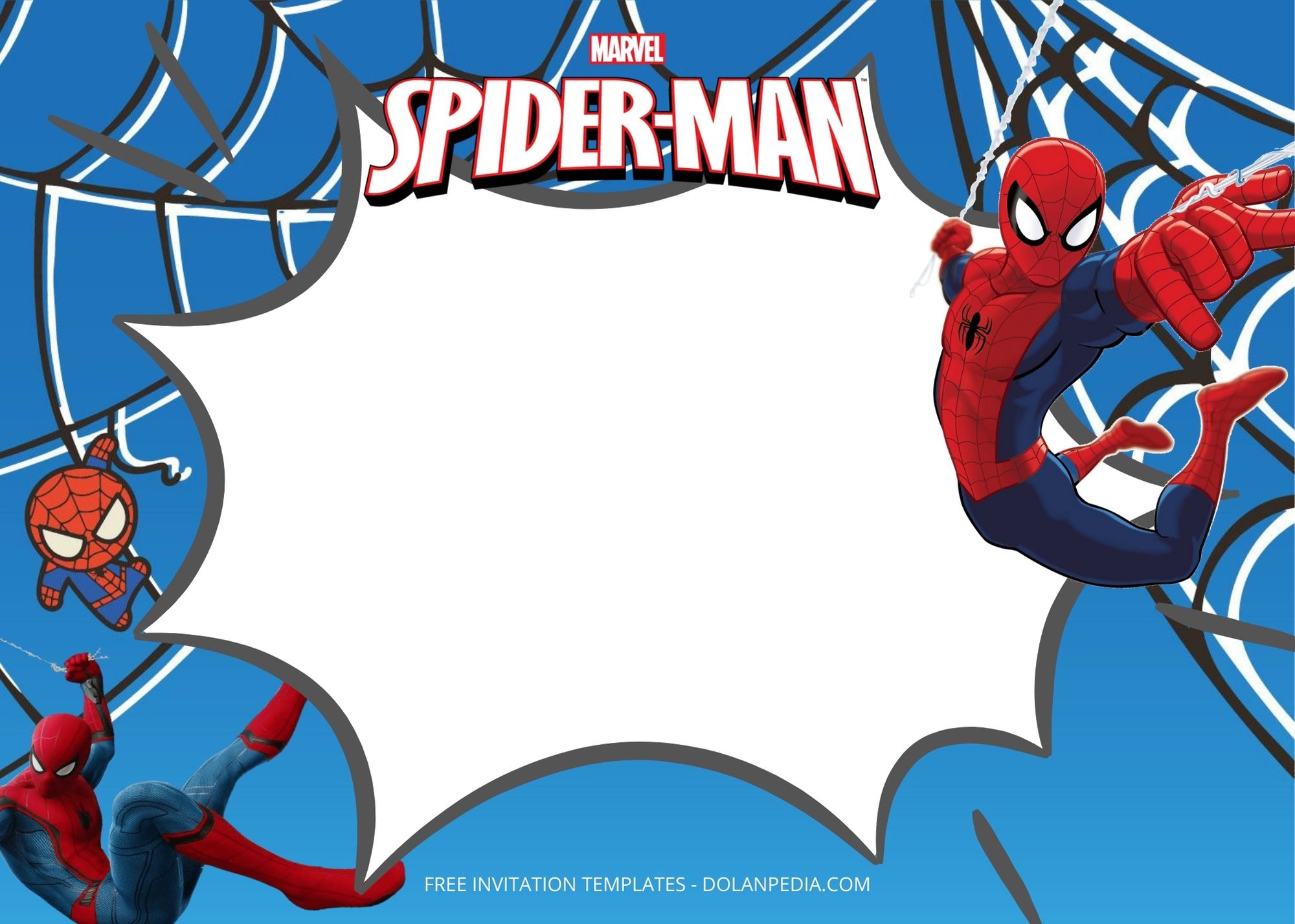 Blank Spiderman Birthday Invitation Templates Four