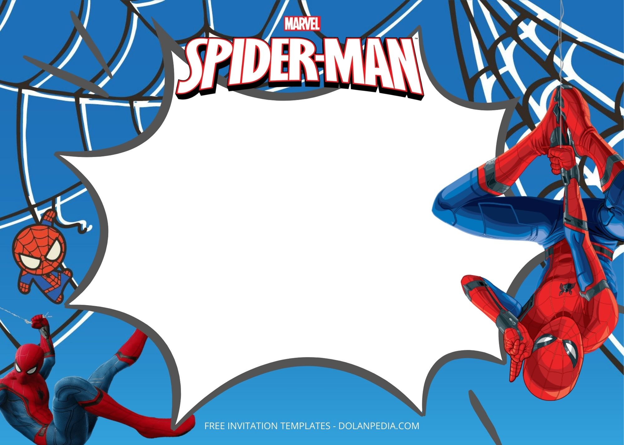 Blank Spiderman Birthday Invitation Templates One
