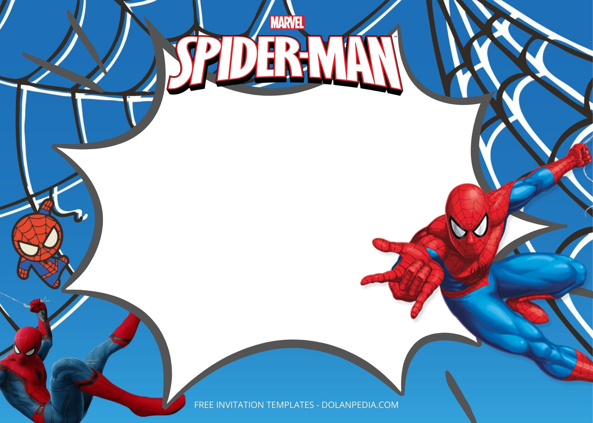 Blank Spiderman Birthday Invitation Templates Three