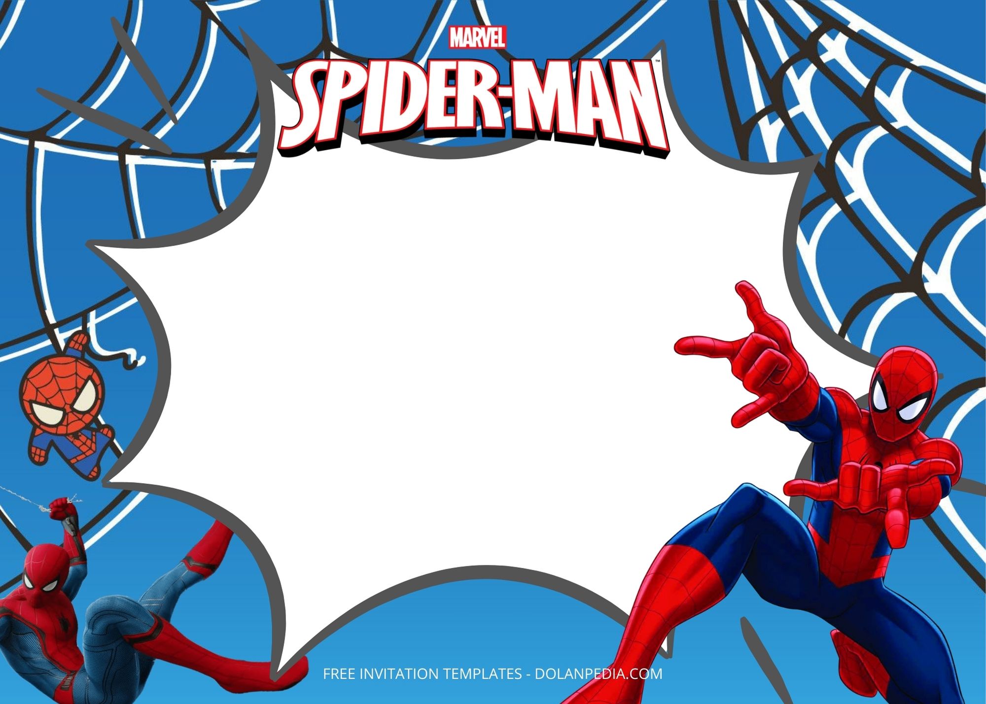 Blank Spiderman Birthday Invitation Templates Two