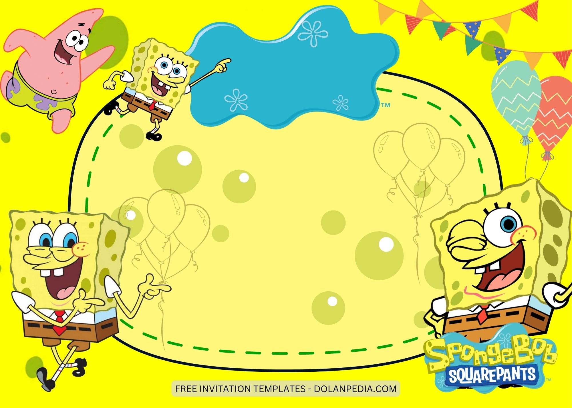 Blnk Spongebob Squarepants Birthday Invitation Templates Five