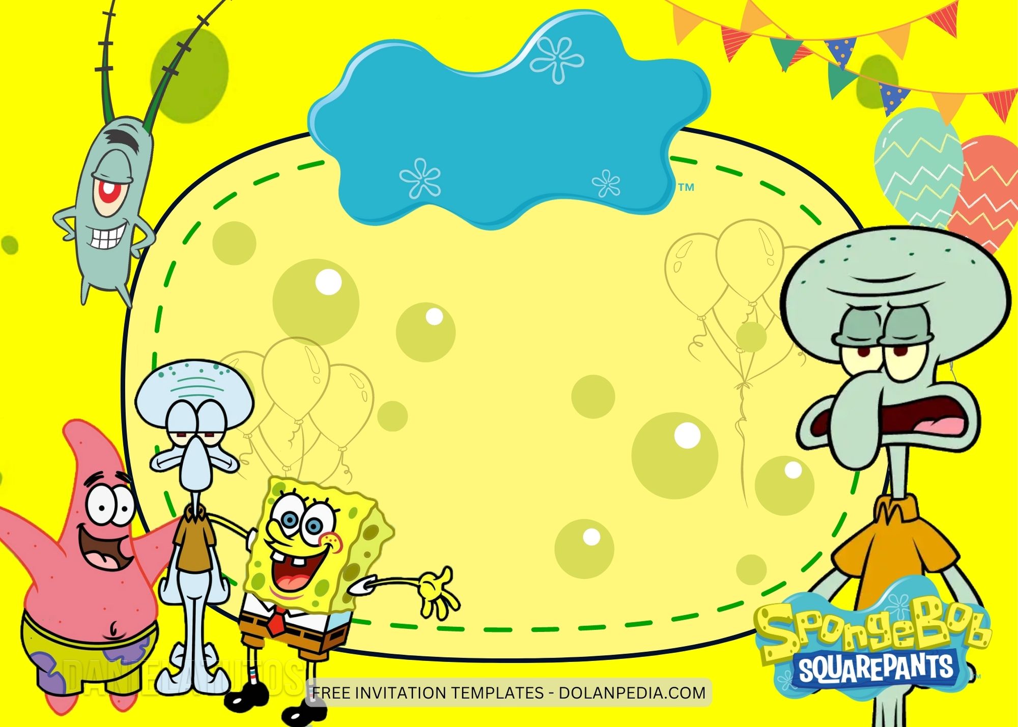 Blnk Spongebob Squarepants Birthday Invitation Templates Nine