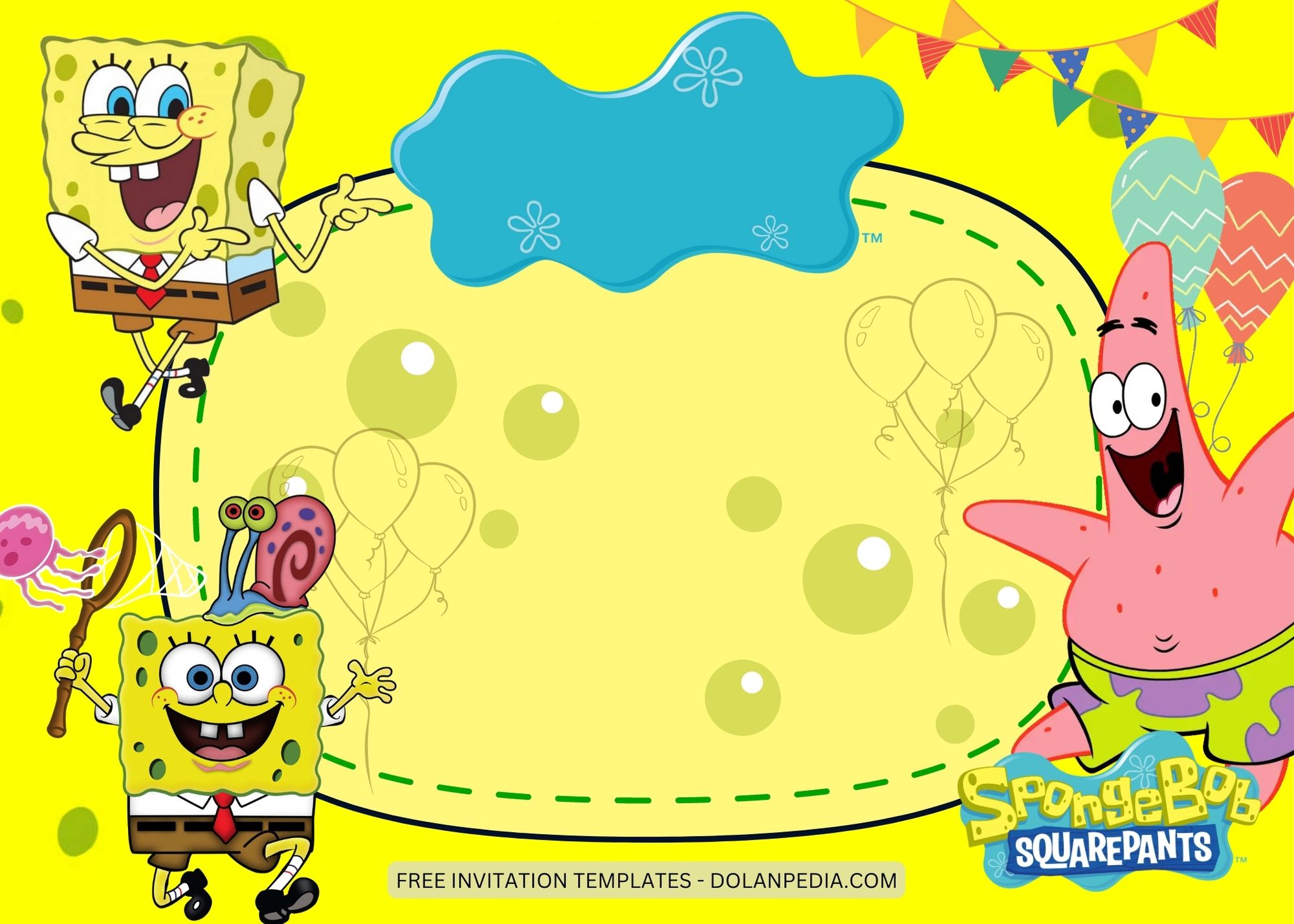 Blnk Spongebob Squarepants Birthday Invitation Templates One