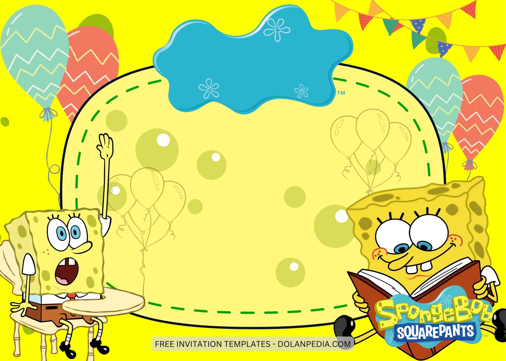 Blnk Spongebob Squarepants Birthday Invitation Templates Seven