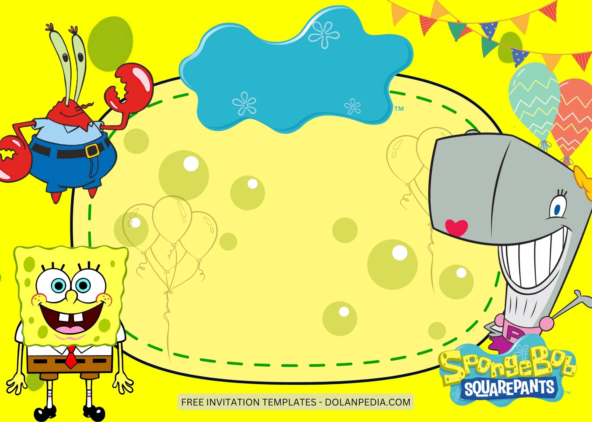 Blnk Spongebob Squarepants Birthday Invitation Templates Six