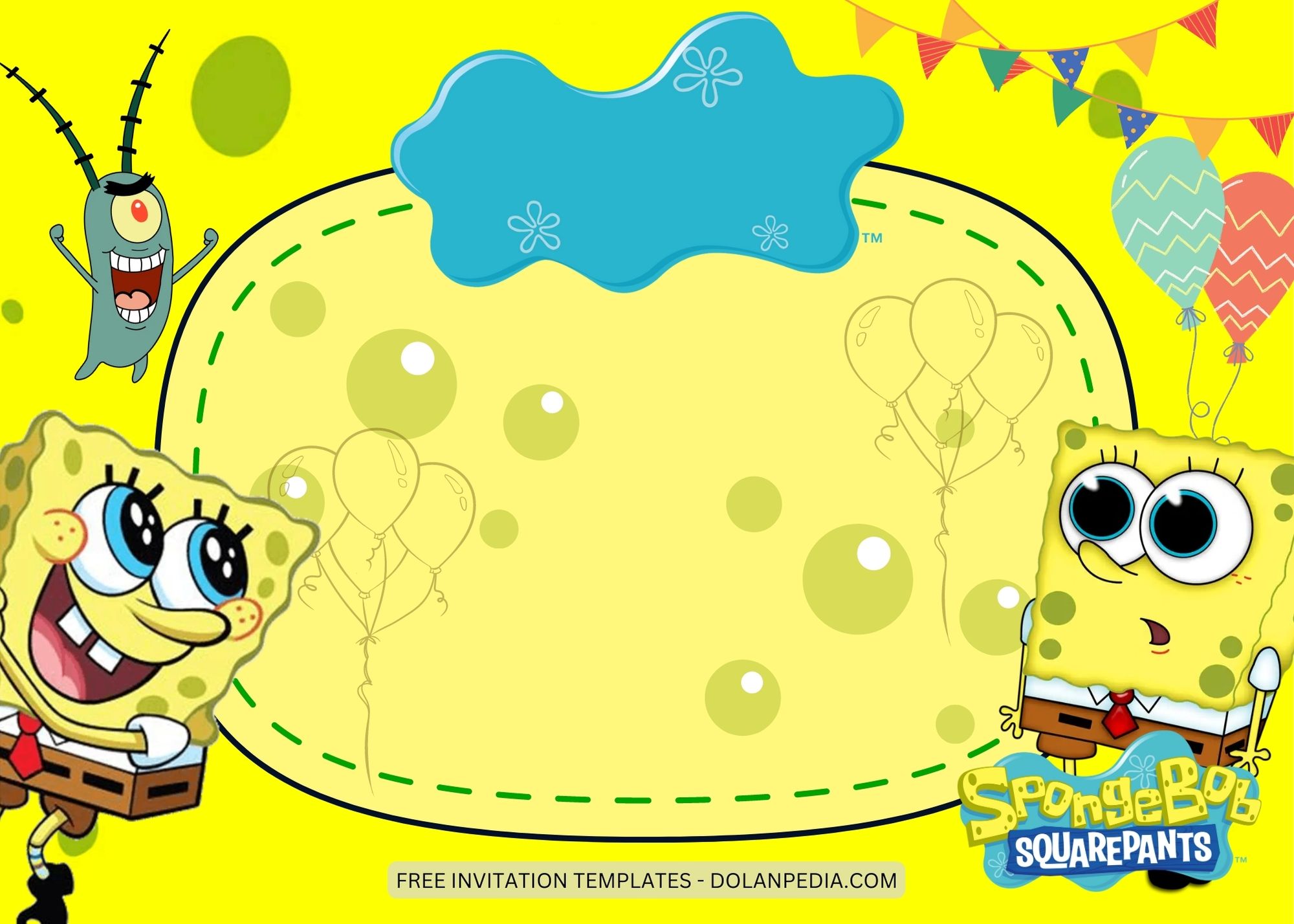 Blnk Spongebob Squarepants Birthday Invitation Templates Three