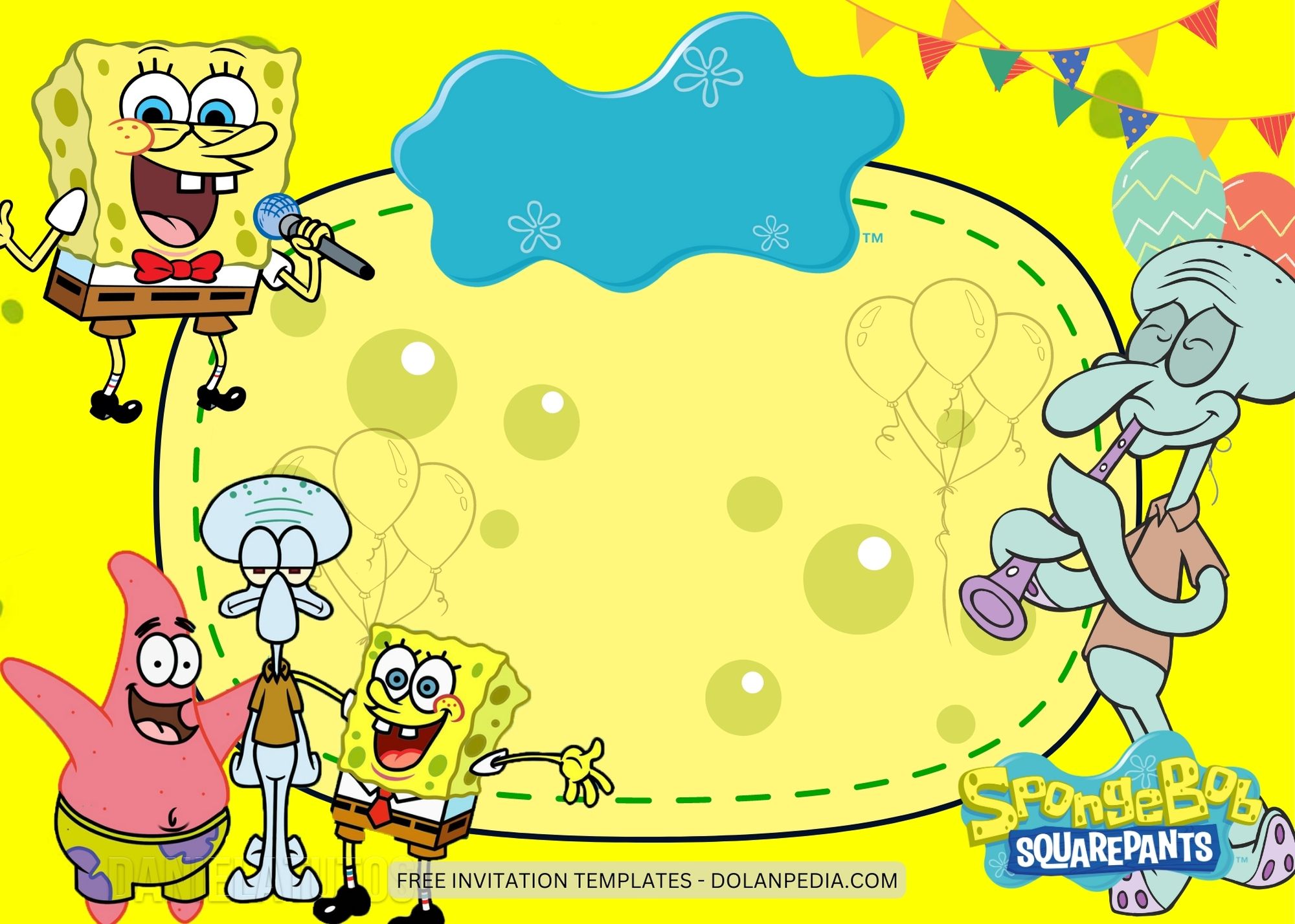 Blnk Spongebob Squarepants Birthday Invitation Templates Two