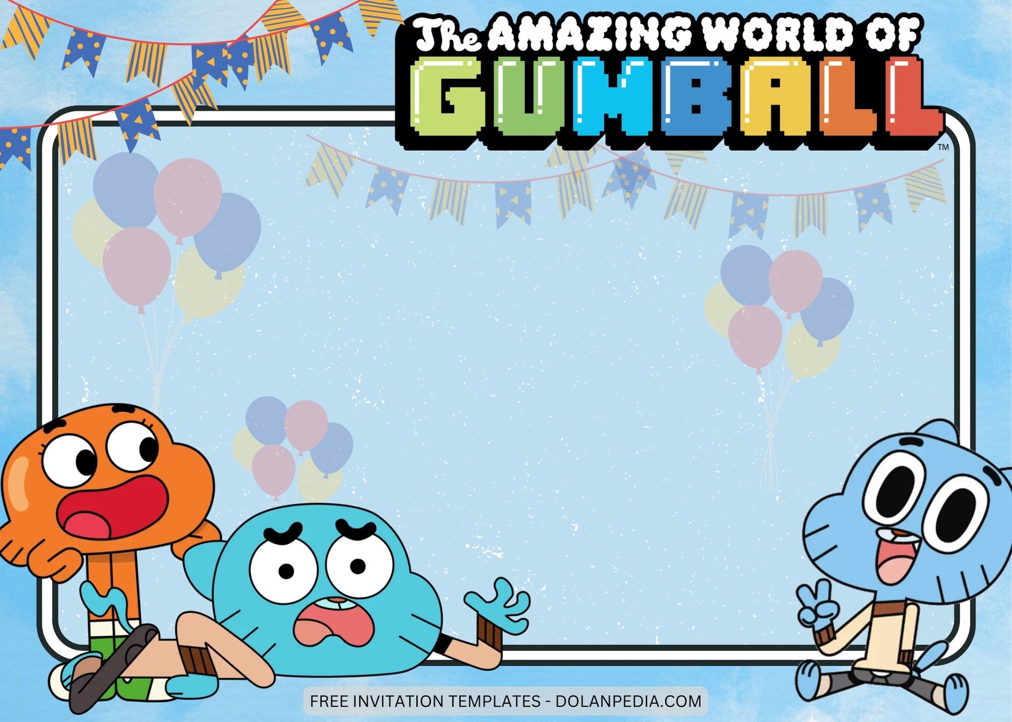 Blank The Amazing World of Gumball Birthday Invitation Templates Eight