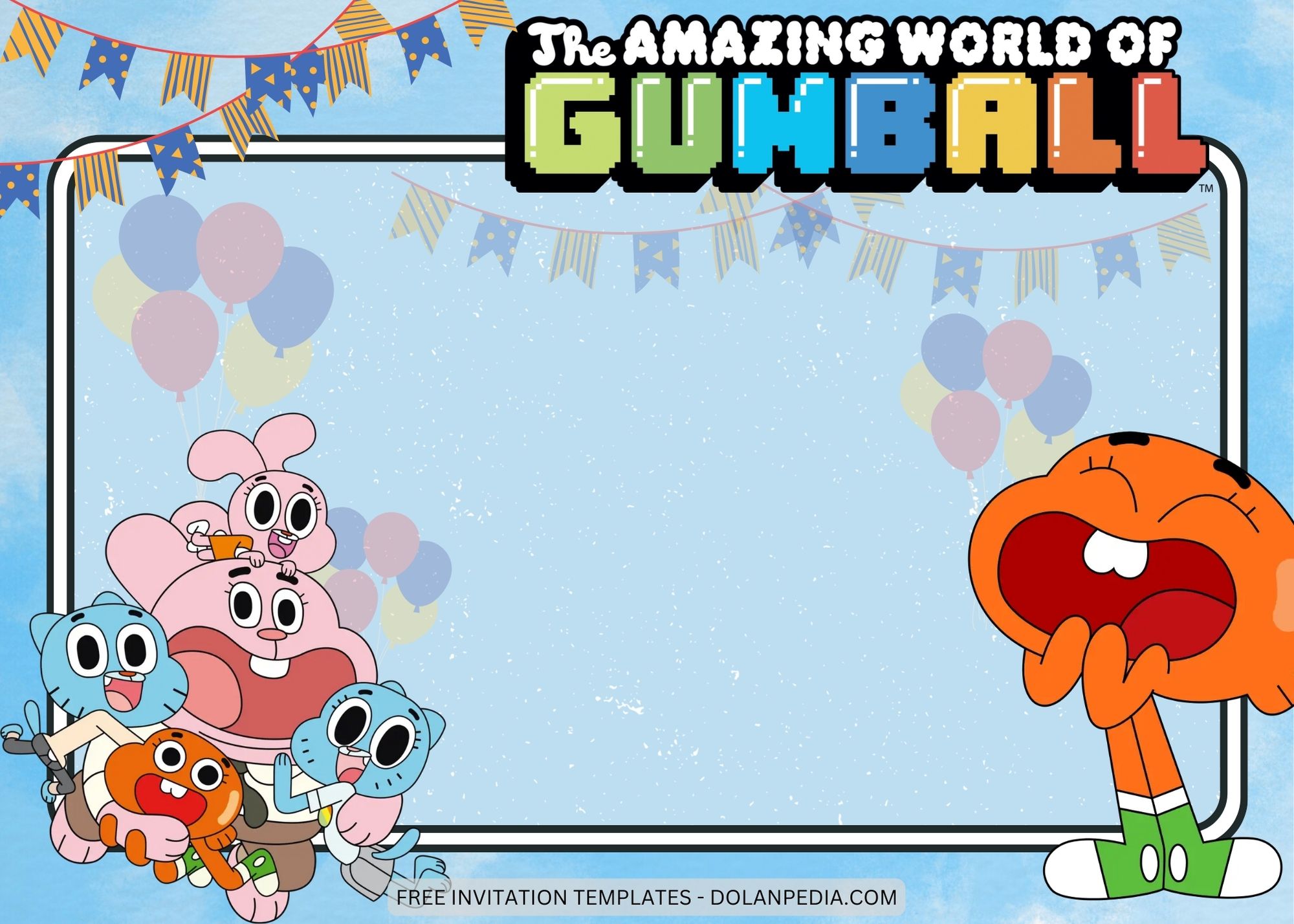 Blank The Amazing World of Gumball Birthday Invitation Templates Five