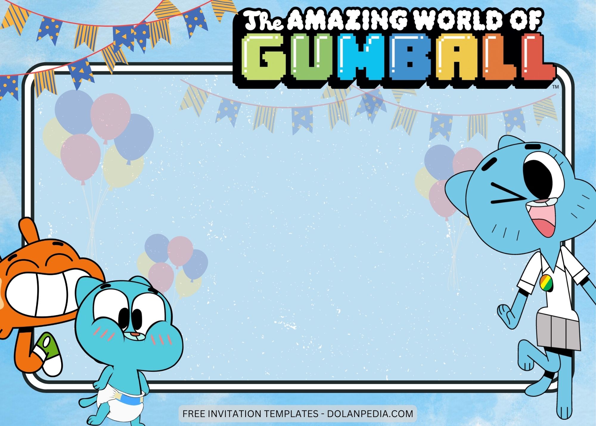Blank The Amazing World of Gumball Birthday Invitation Templates Nine