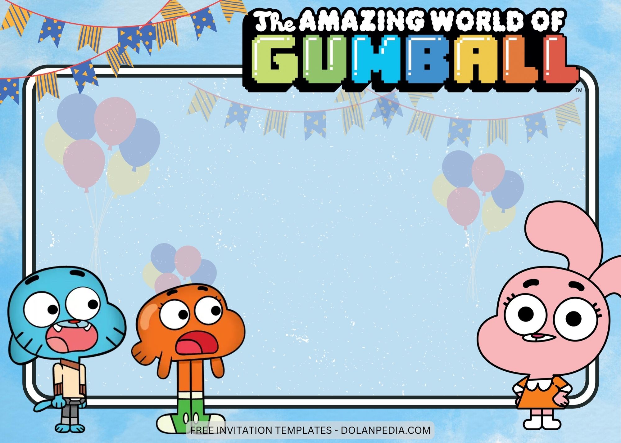 Blank The Amazing World of Gumball Birthday Invitation Templates Six