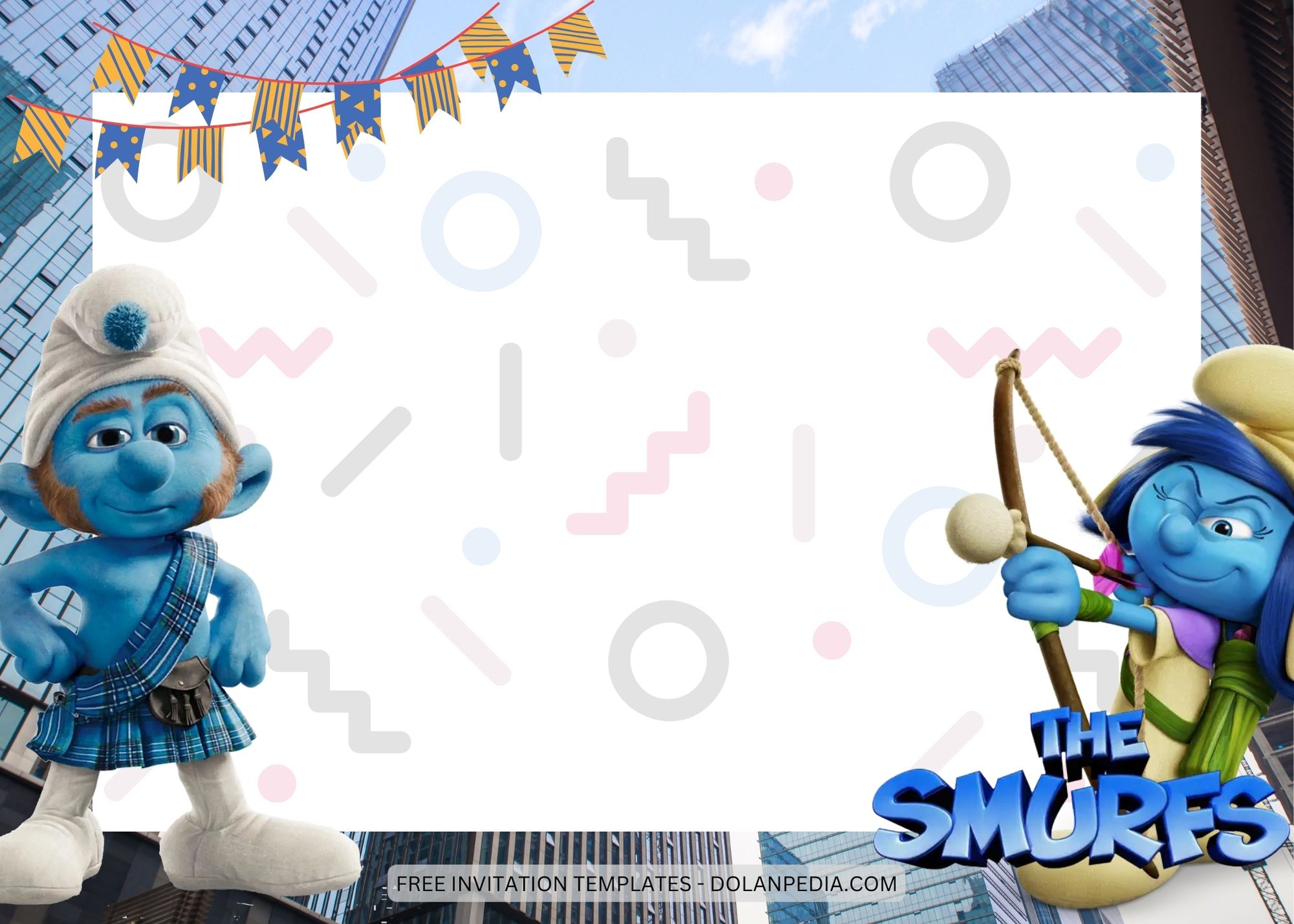 Blank The Smurfs Birthday Invitation Templates Six