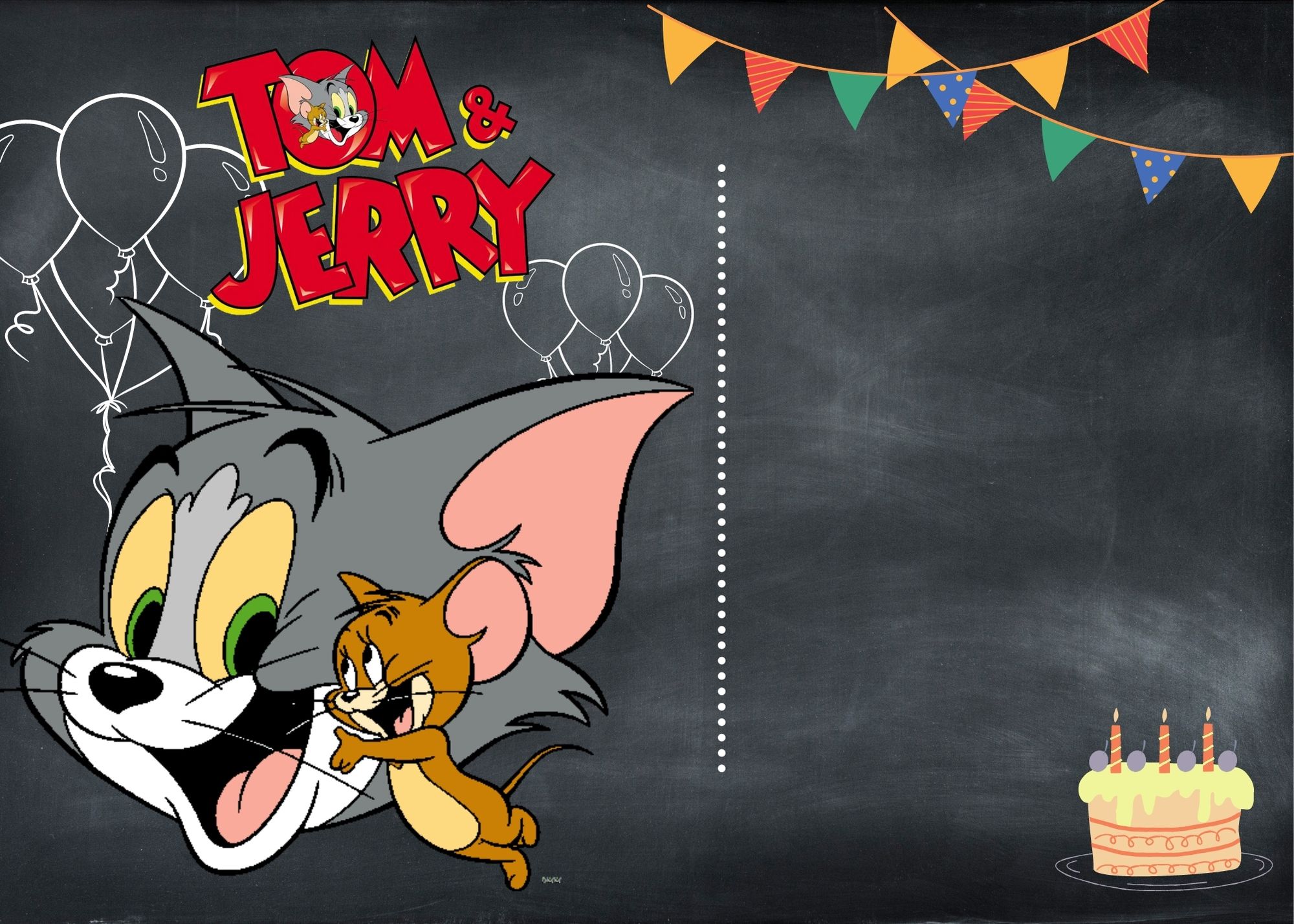 Blank Tom and Jerry Birthday Invitation Templates Eight