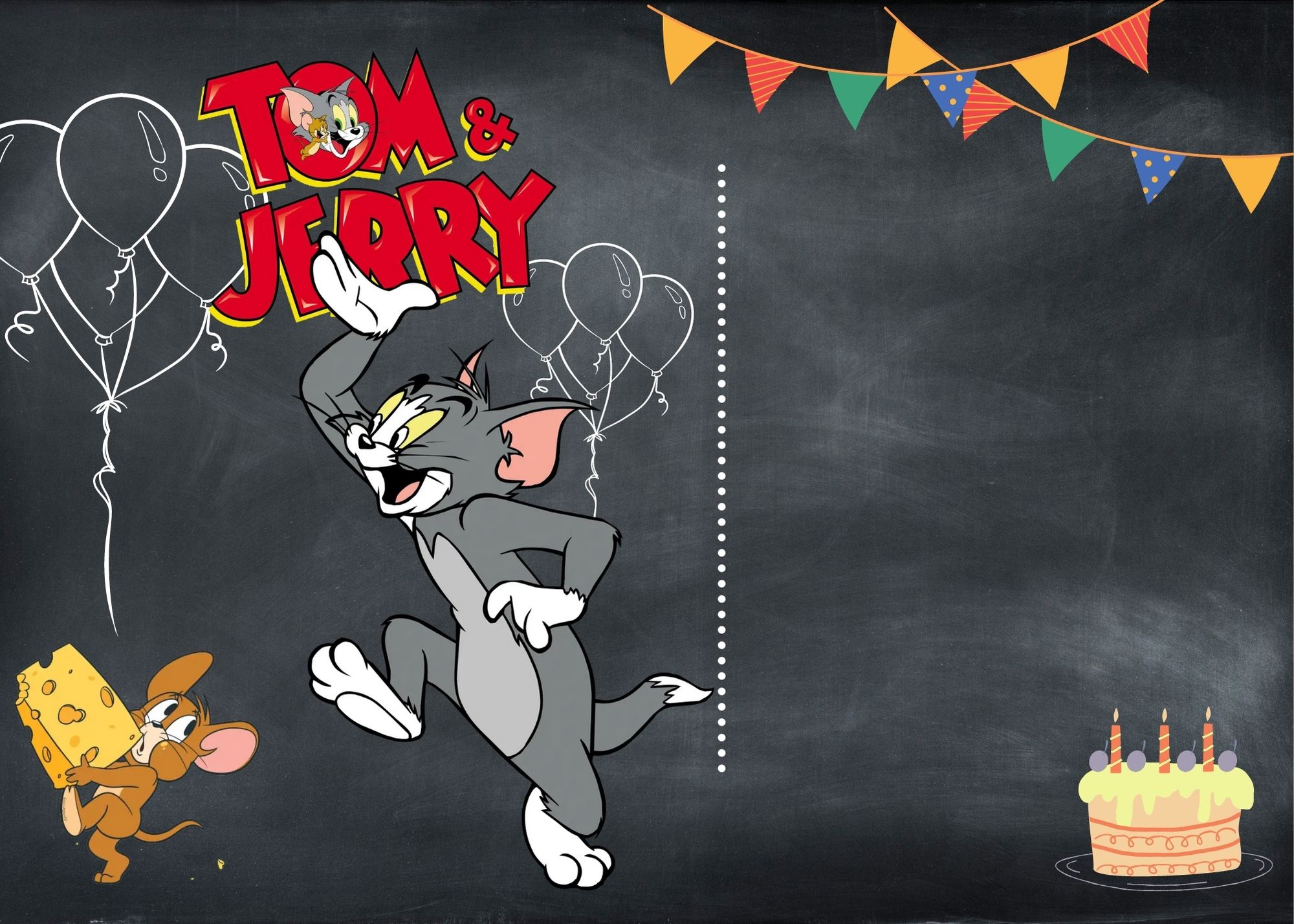 Blank Tom and Jerry Birthday Invitation Templates Five