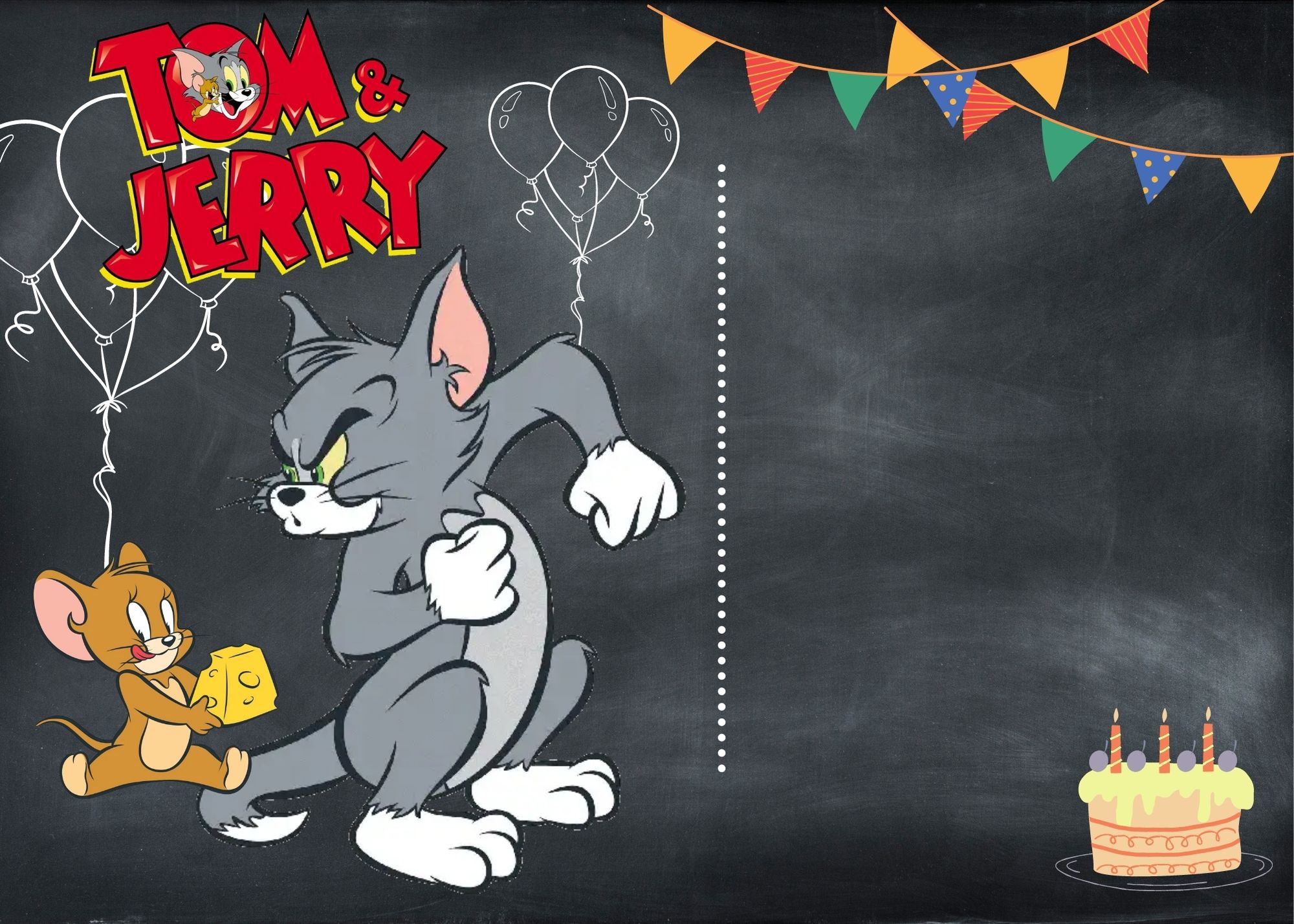 Blank Tom and Jerry Birthday Invitation Templates Four