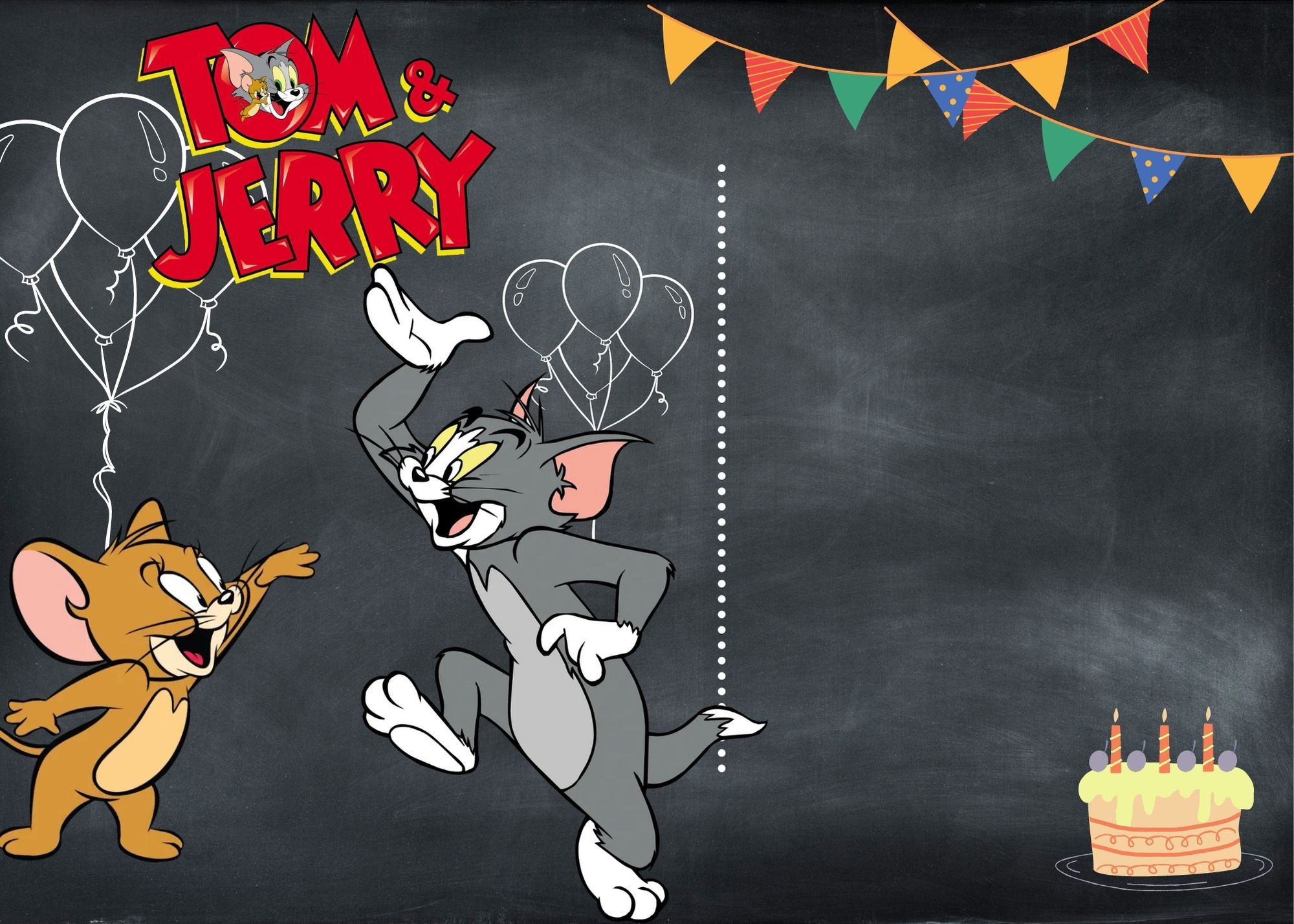 Blank Tom and Jerry Birthday Invitation Templates Nine