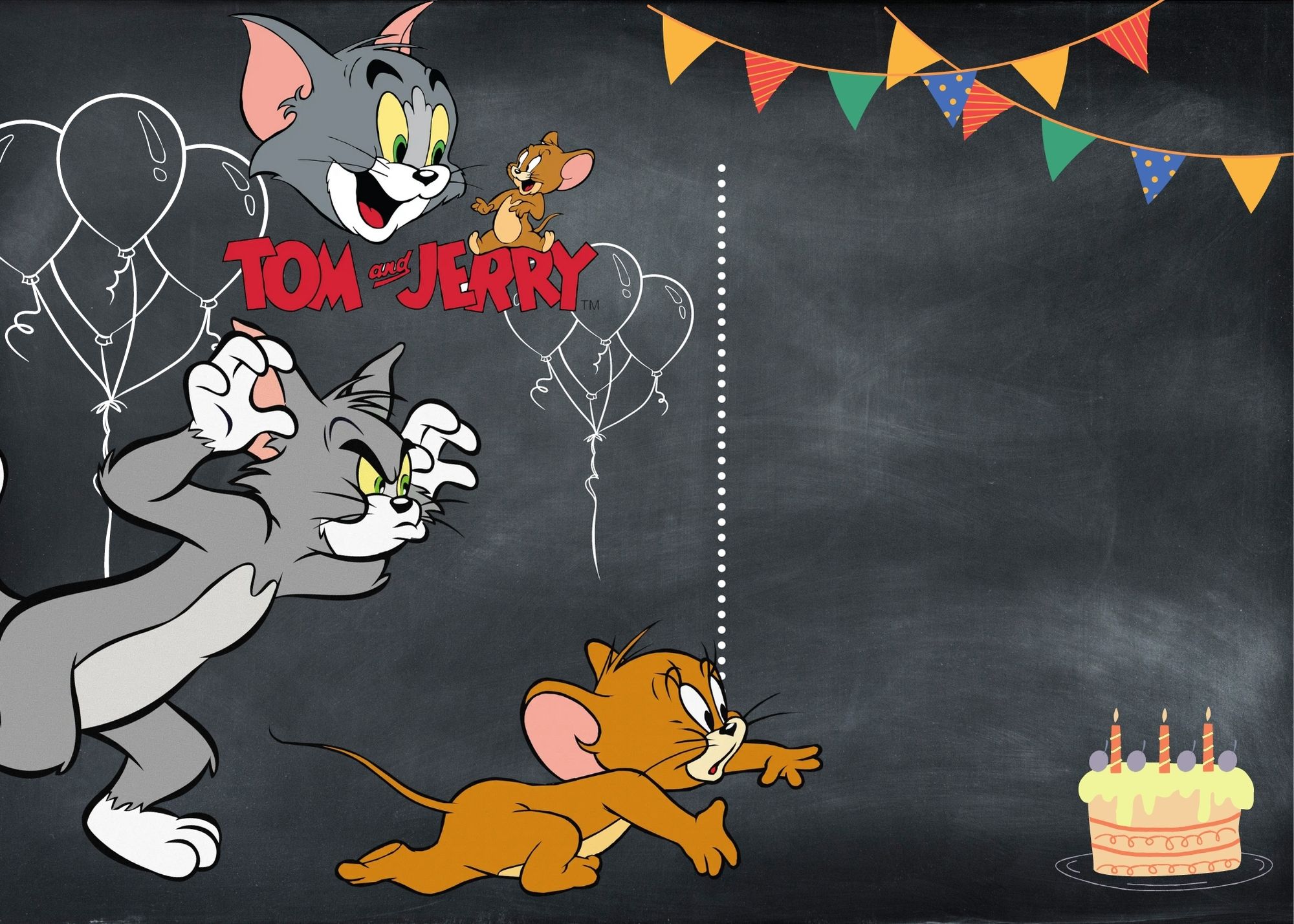 Blank Tom and Jerry Birthday Invitation Templates Seven