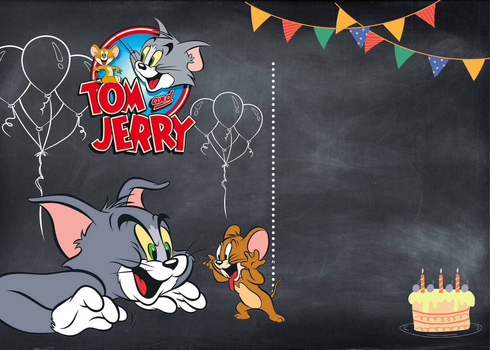 Blank Tom and Jerry Birthday Invitation Templates Six