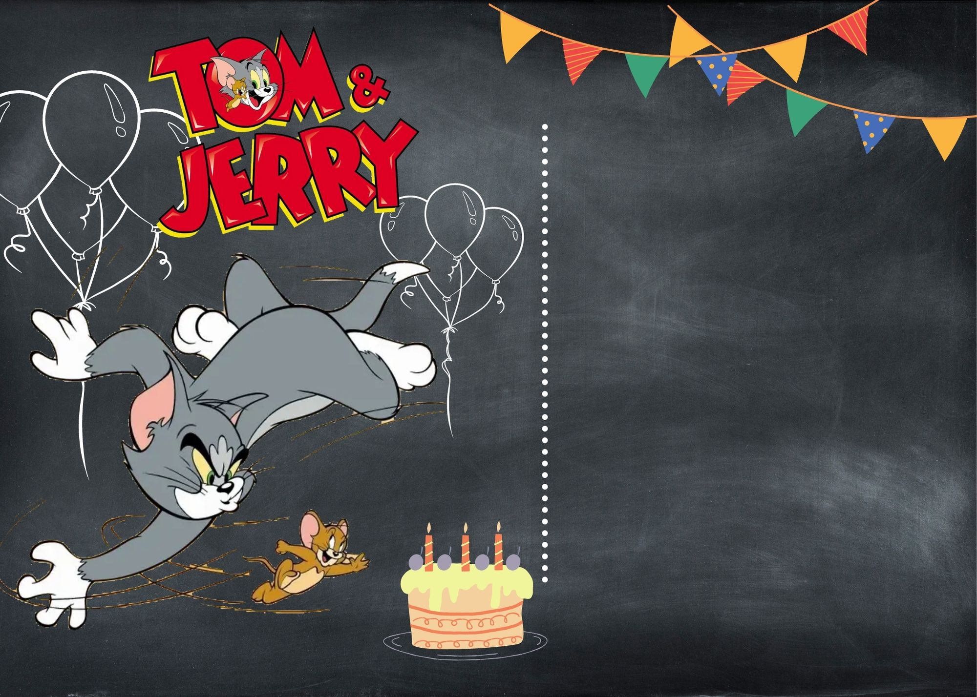 Blank Tom and Jerry Birthday Invitation Templates Three