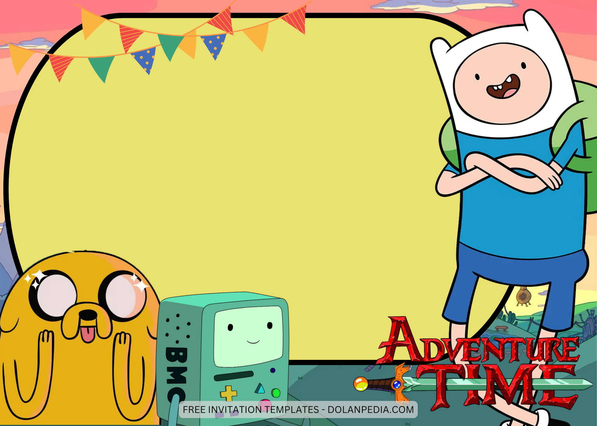 Blank Adventure Time Birthday Invitation Templates Five