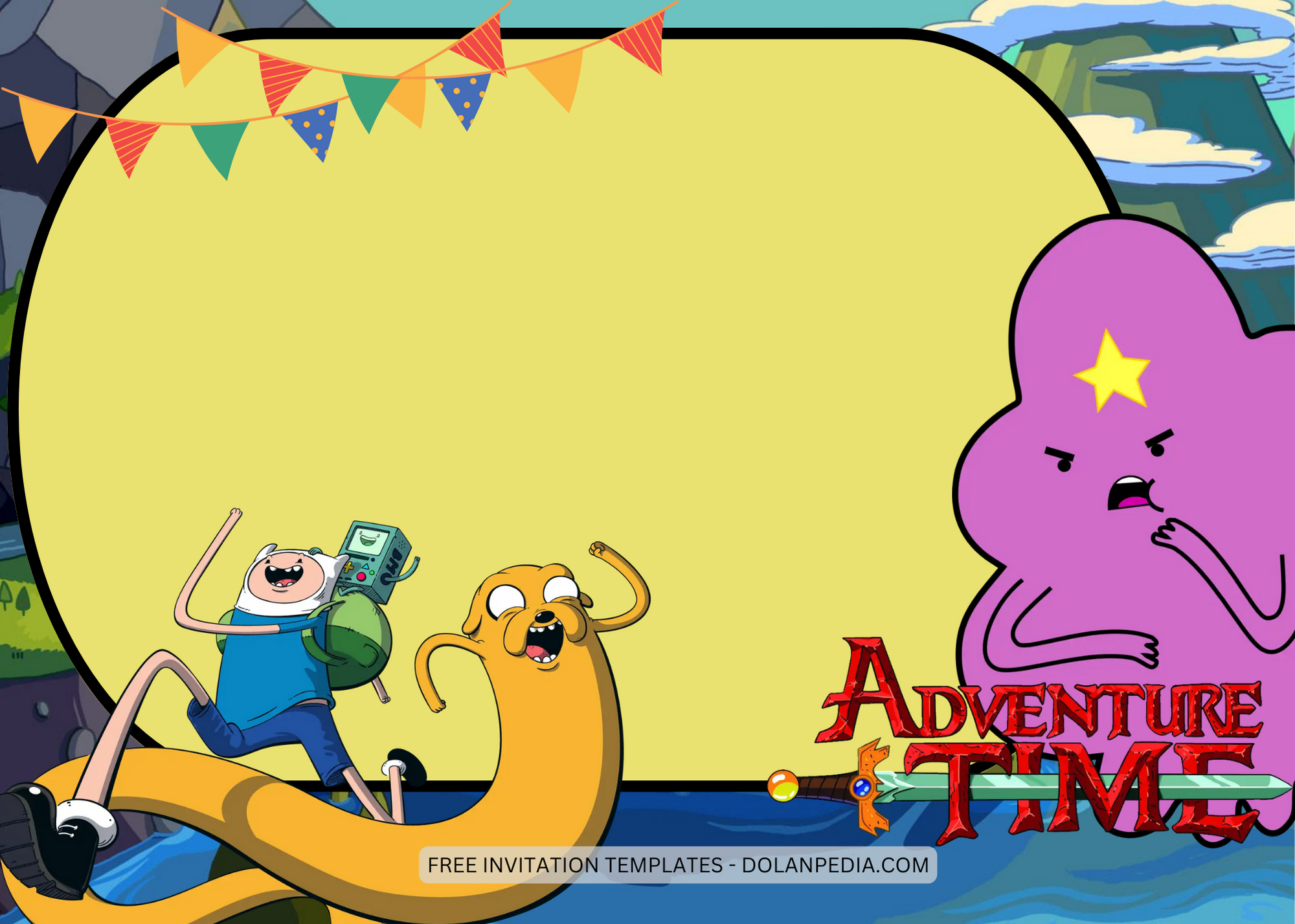 Blank Adventure Time Birthday Invitation Templates Seven