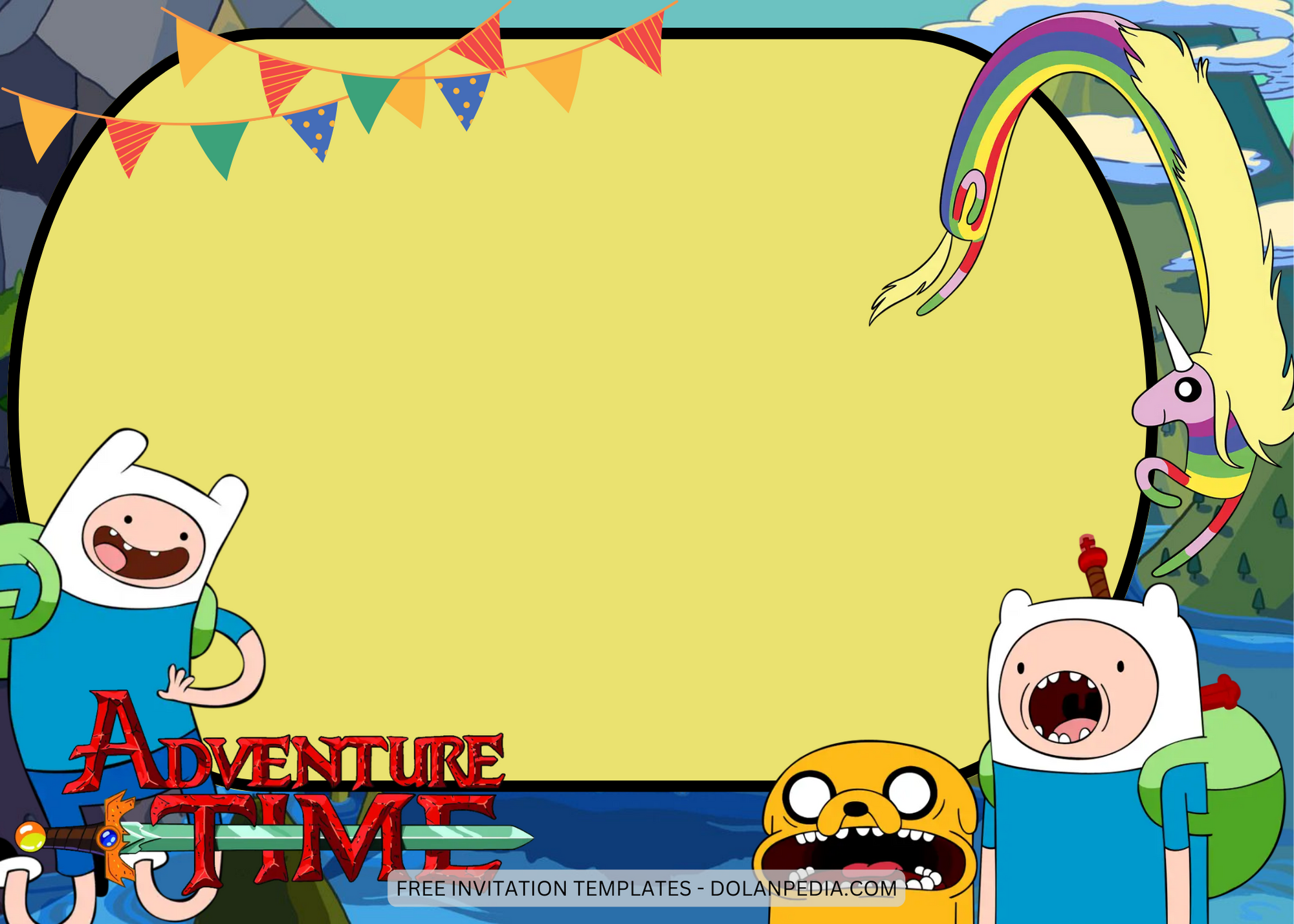 Blank Adventure Time Birthday Invitation Templates Six