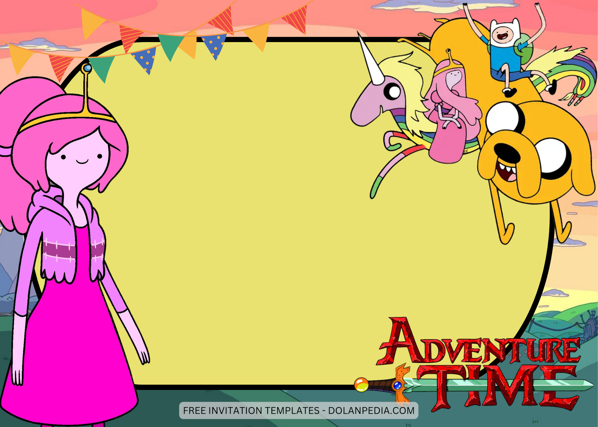 Blank Adventure Time Birthday Invitation Templates Three