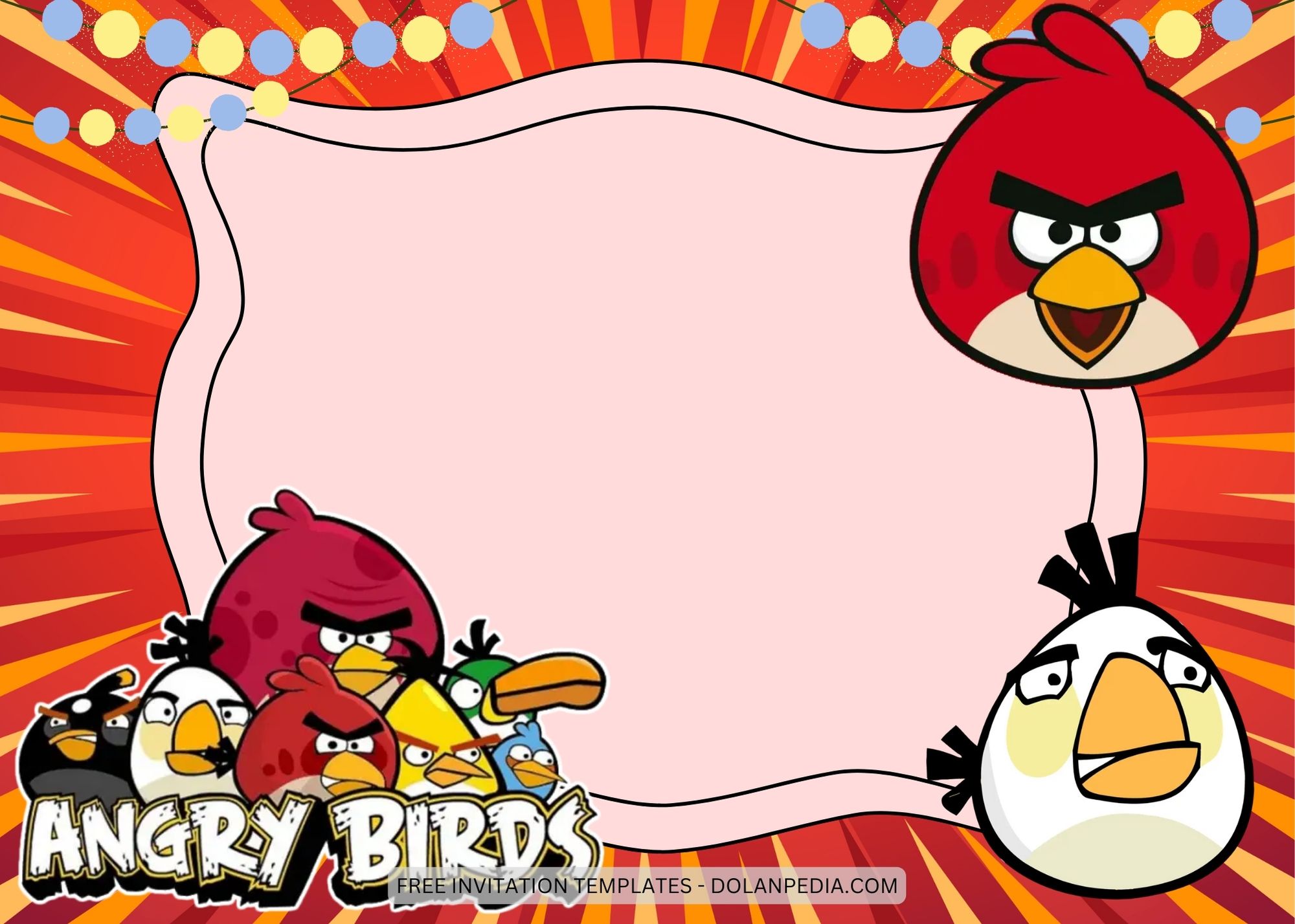 Blank Angry Birds Birthday Invitation Templates Six