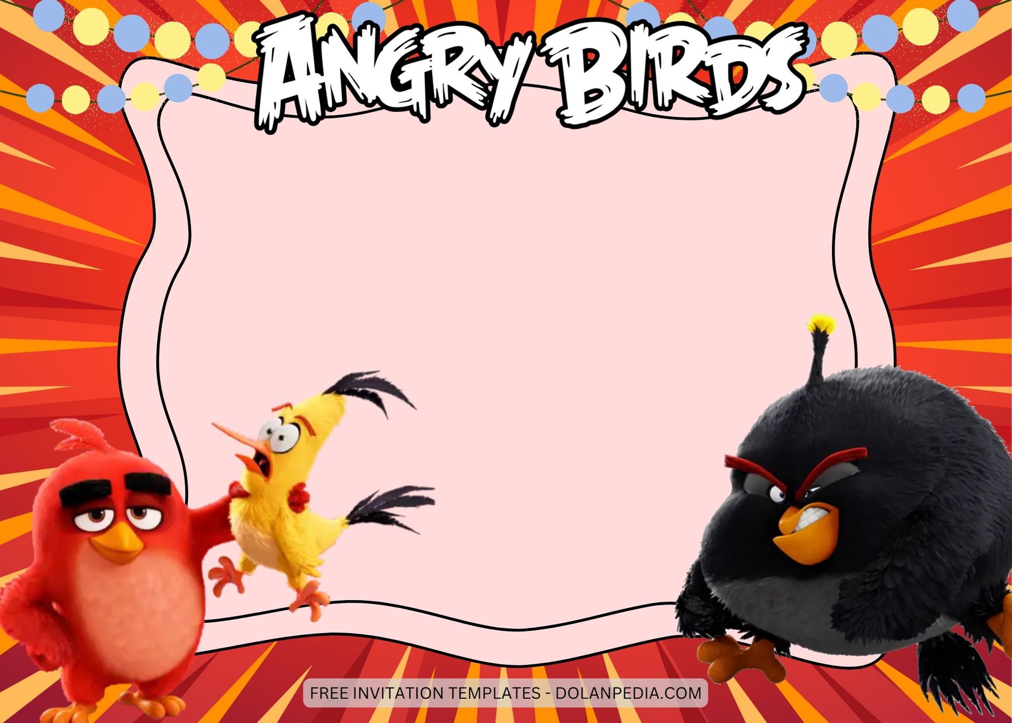 Blank Angry Birds Birthday Invitation Templates Three