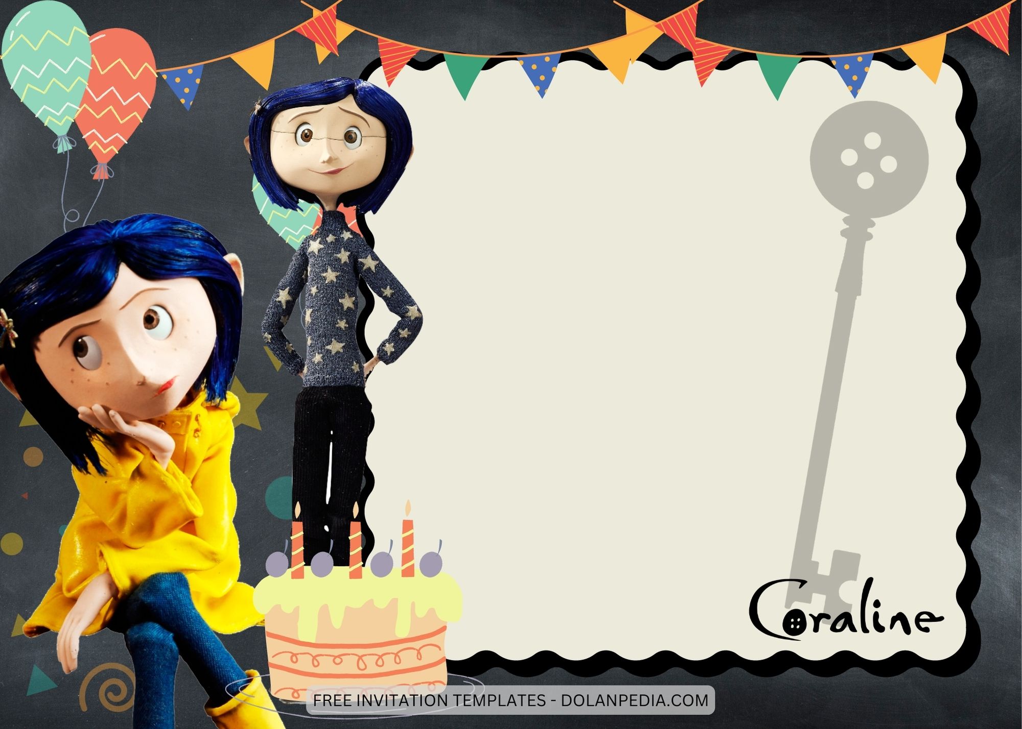 Blank Coraline Birthday Invitation Templates Five