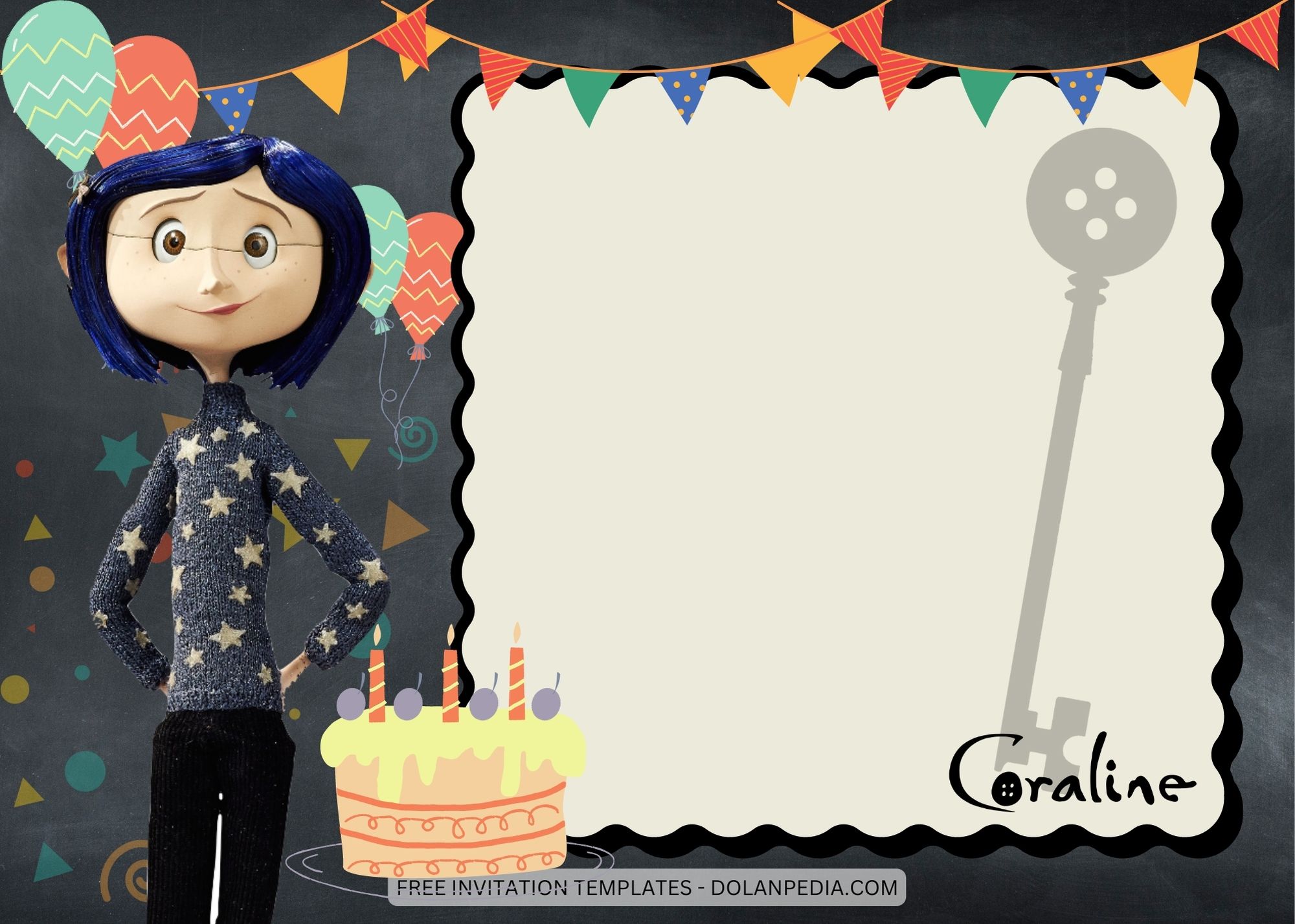 Blank Coraline Birthday Invitation Templates Four