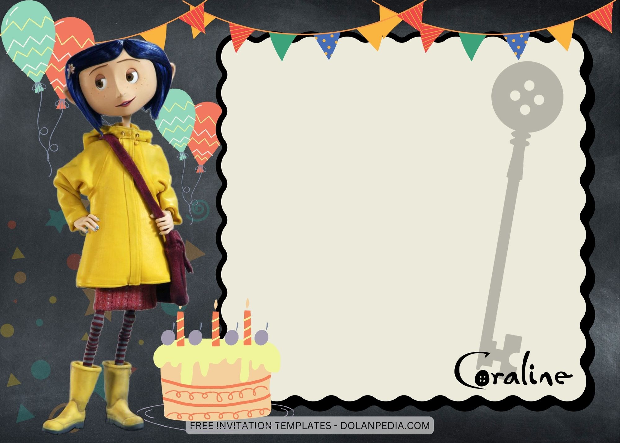 Blank Coraline Birthday Invitation Templates One