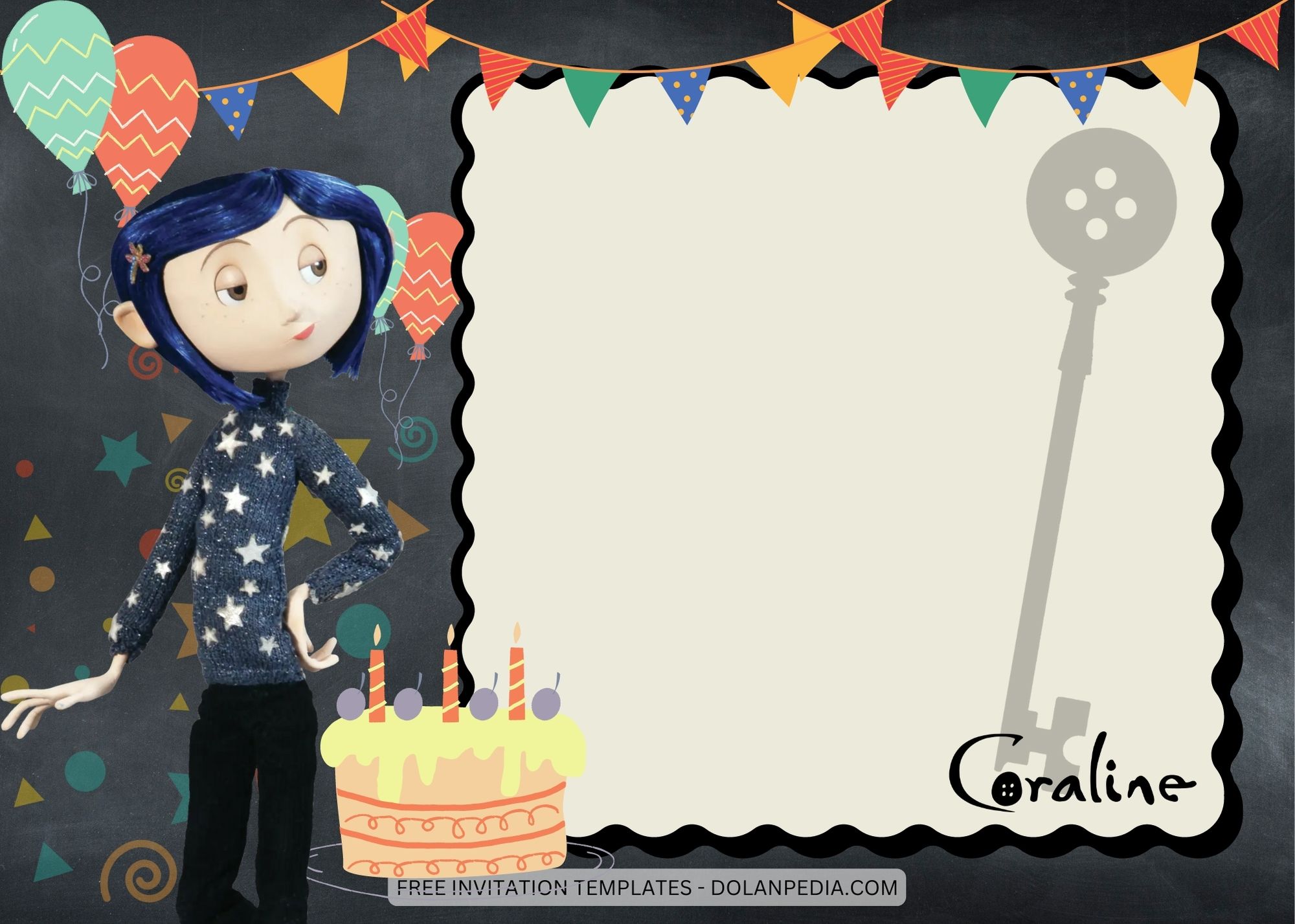 Blank Coraline Birthday Invitation Templates Six