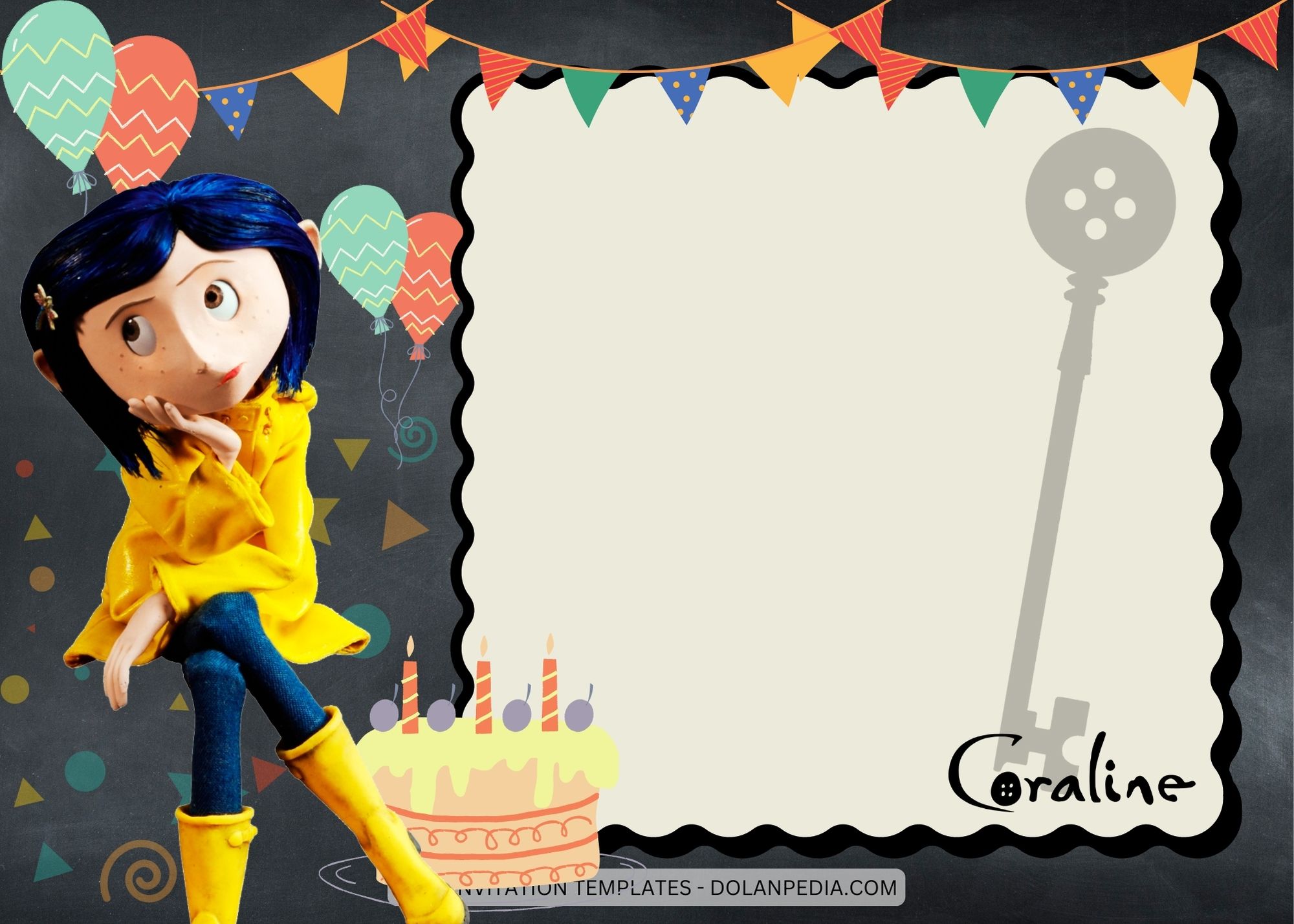 Blank Coraline Birthday Invitation Templates Three