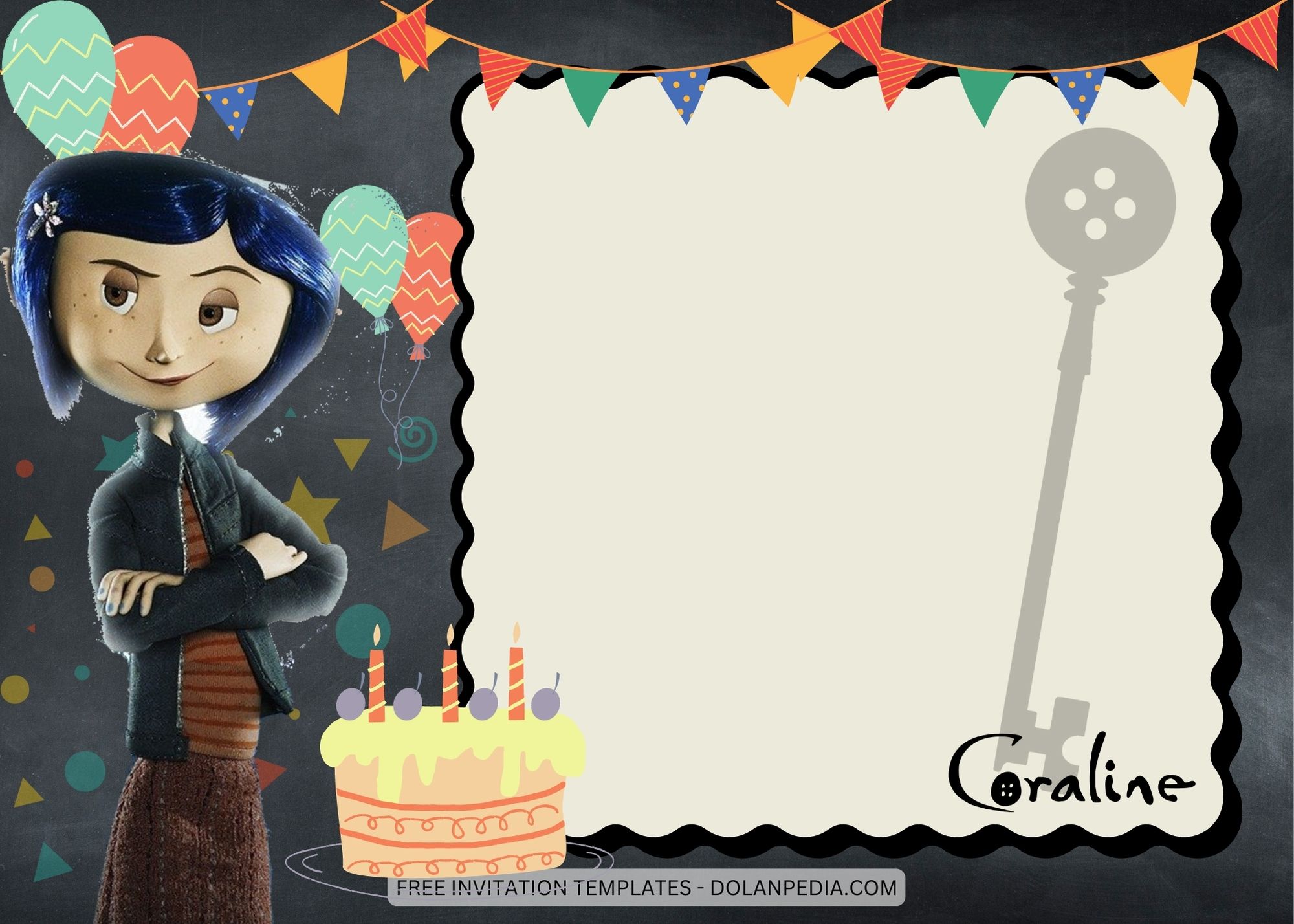 Blank Coraline Birthday Invitation Templates Two