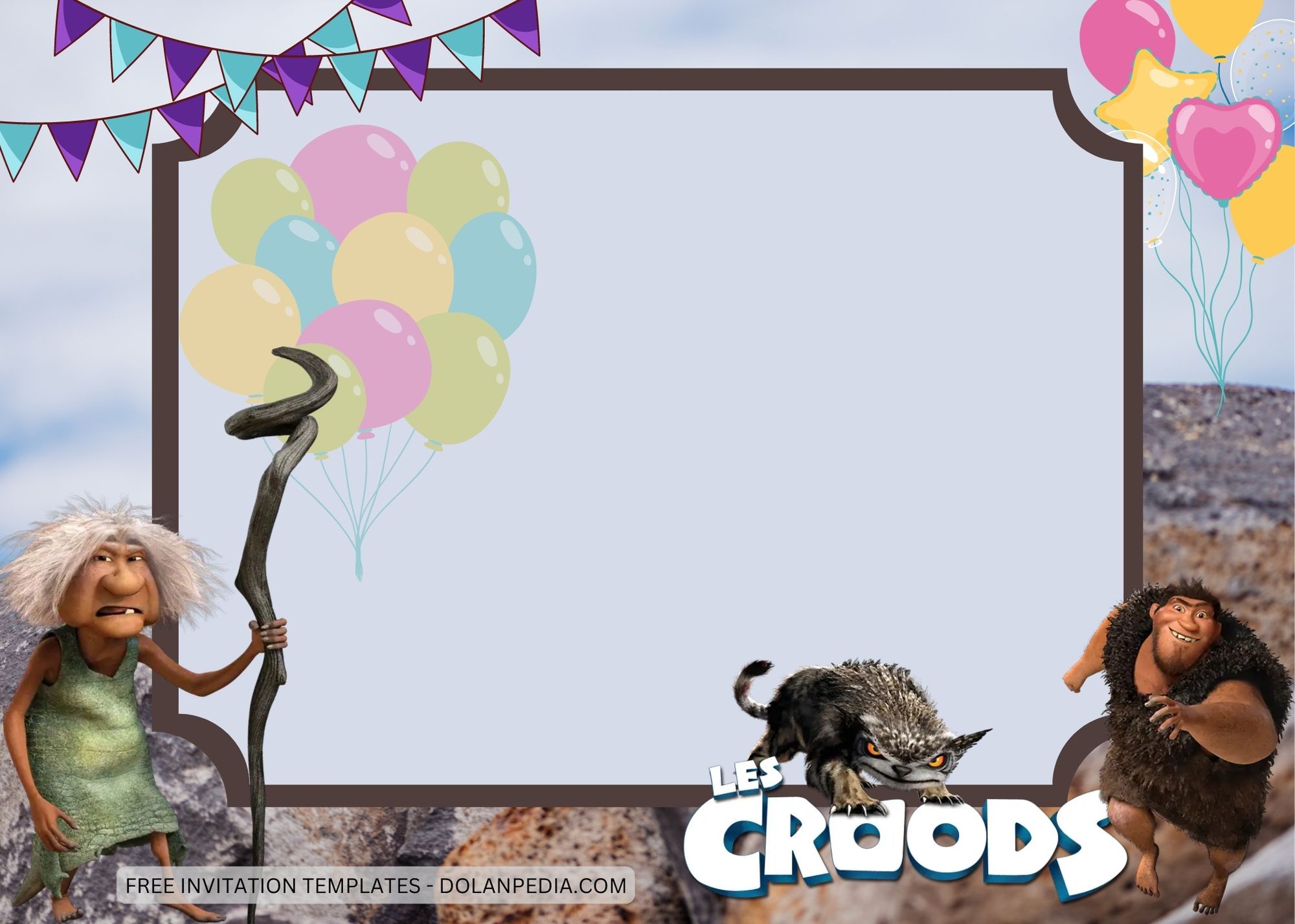 Blank The Croods Birthday Invitation Templates Five