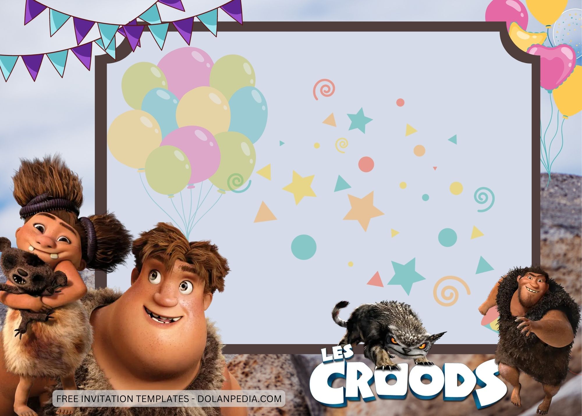Blank The Croods Birthday Invitation Templates One