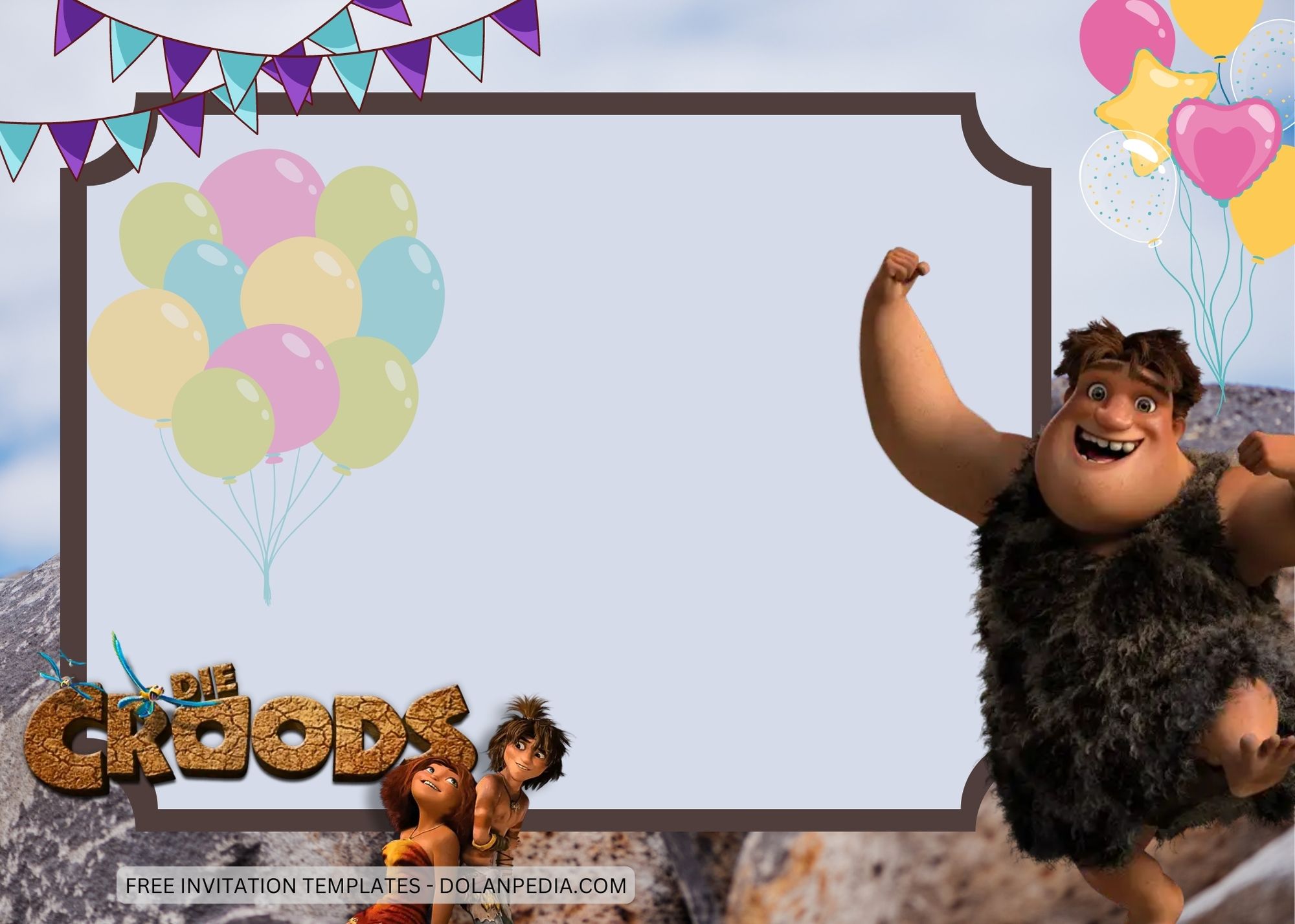 Blank The Croods Birthday Invitation Templates Two