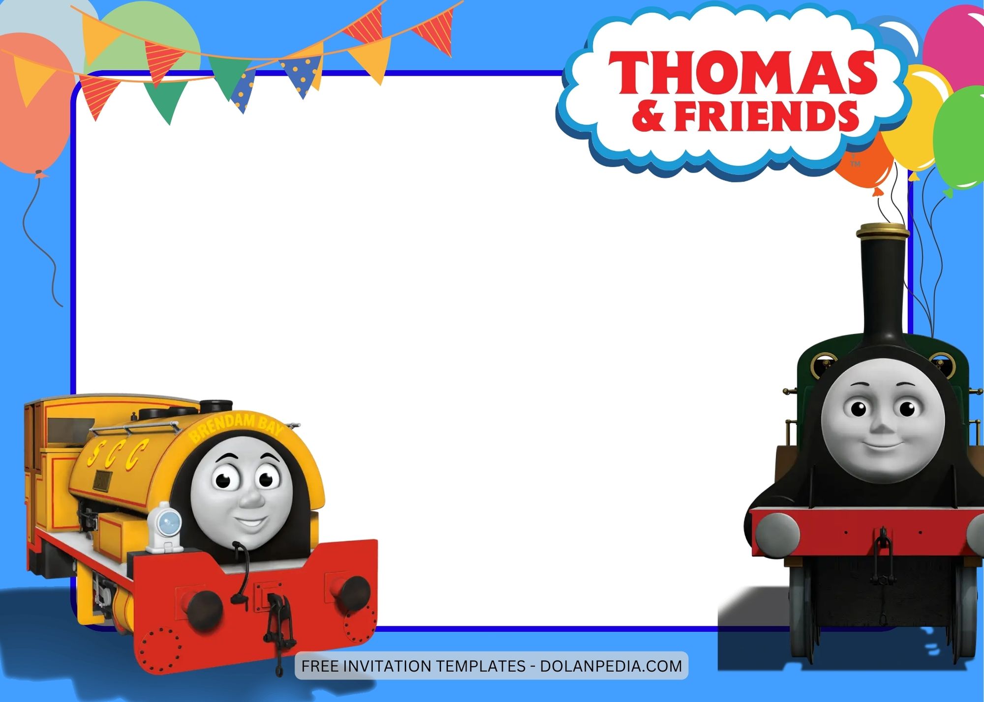 Blank Thomas and Friends Birthday Invitation Templates Three