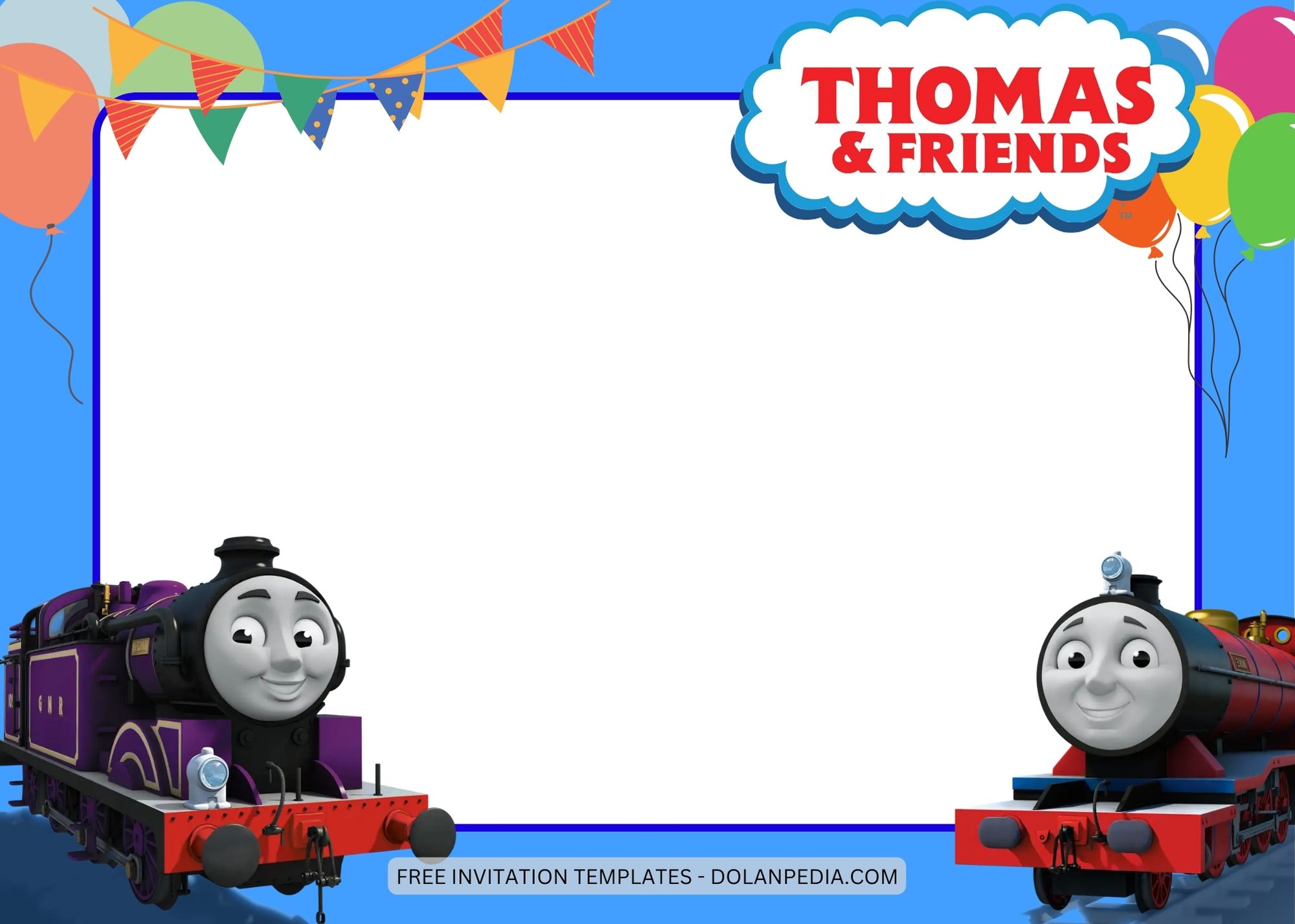 Blank Thomas and Friends Birthday Invitation Templates Two