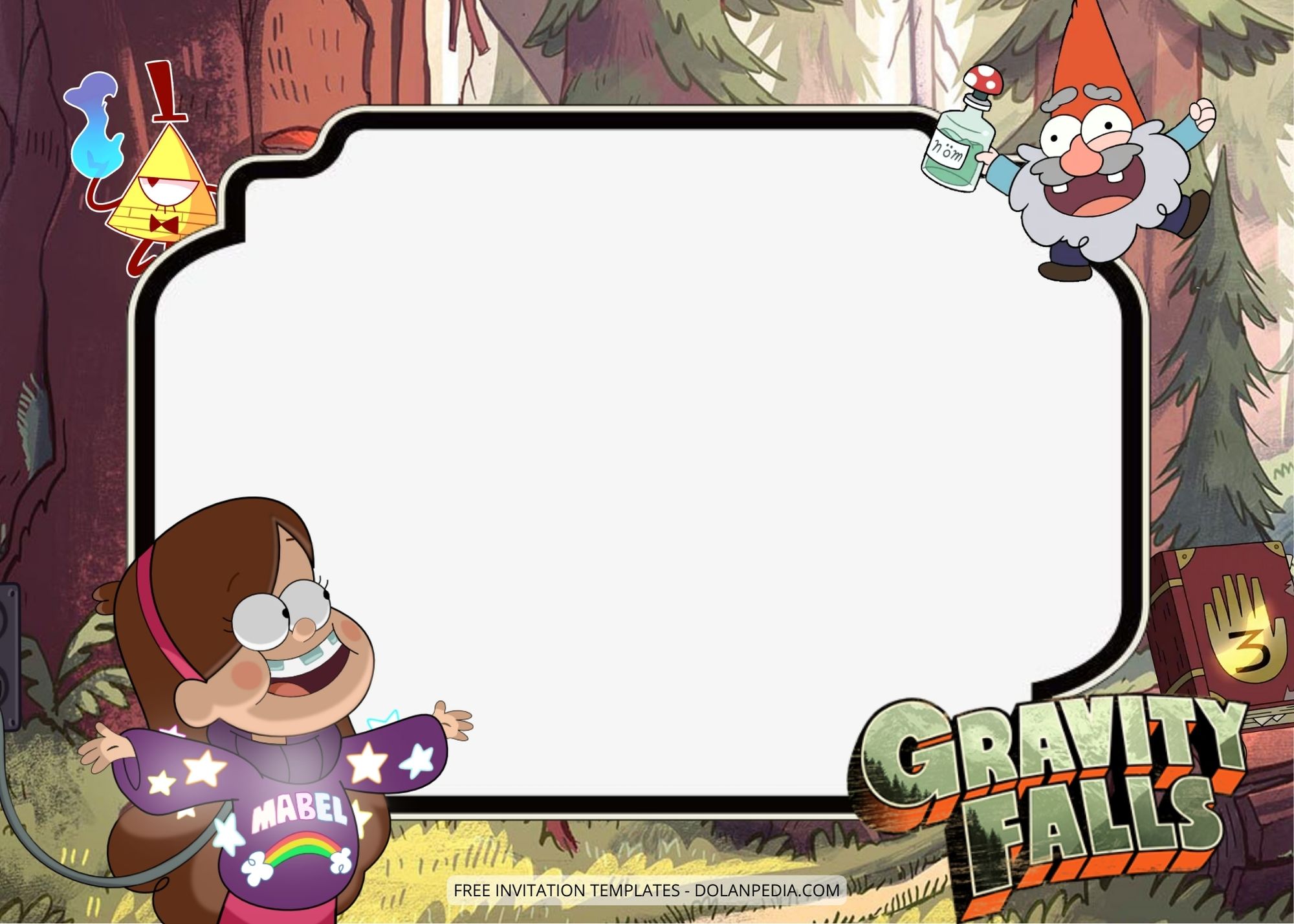 Blank Gravity Falls Birthday Invitation Templates Three