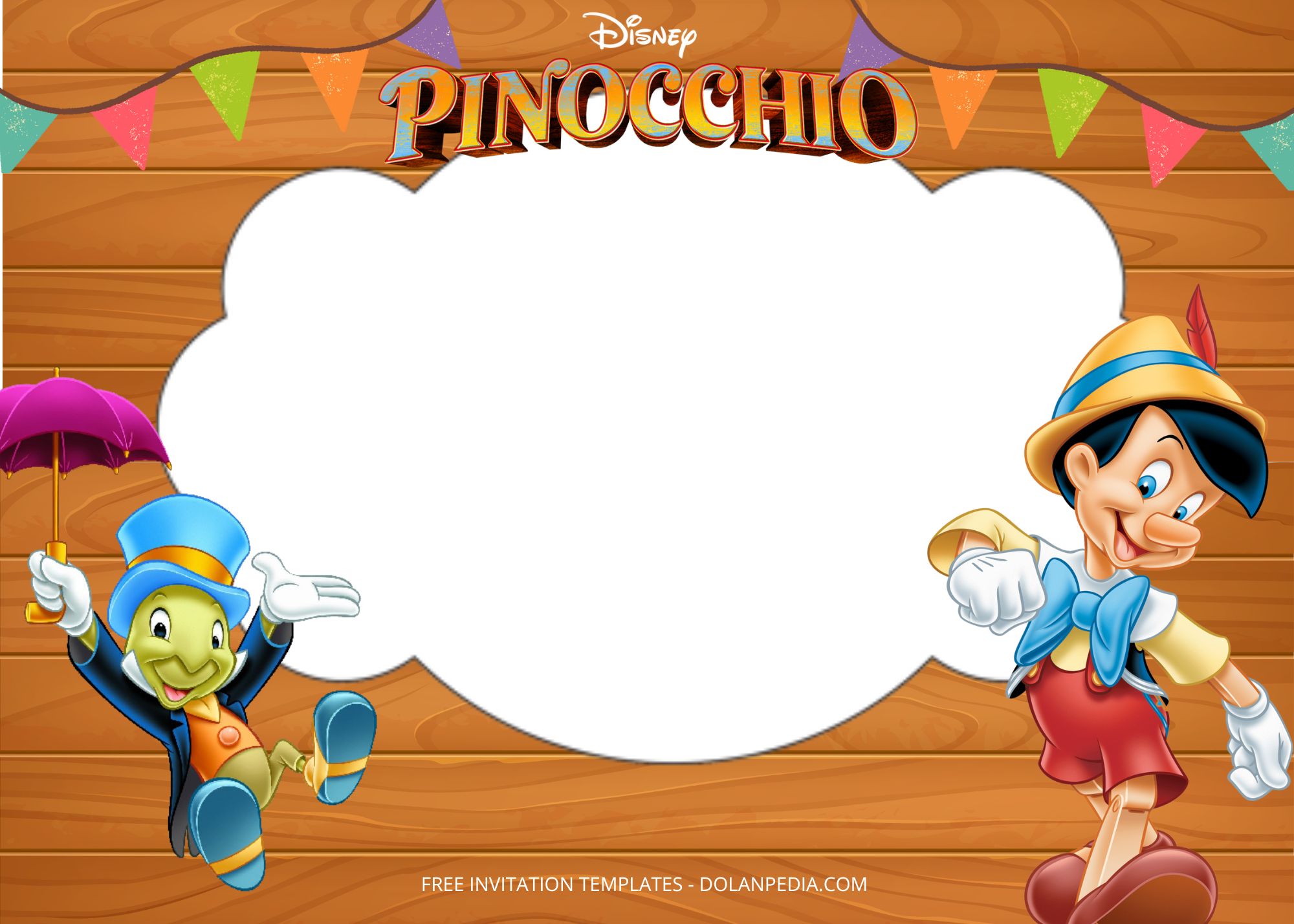 Blank Pinocchio Birthday Party Templates Four