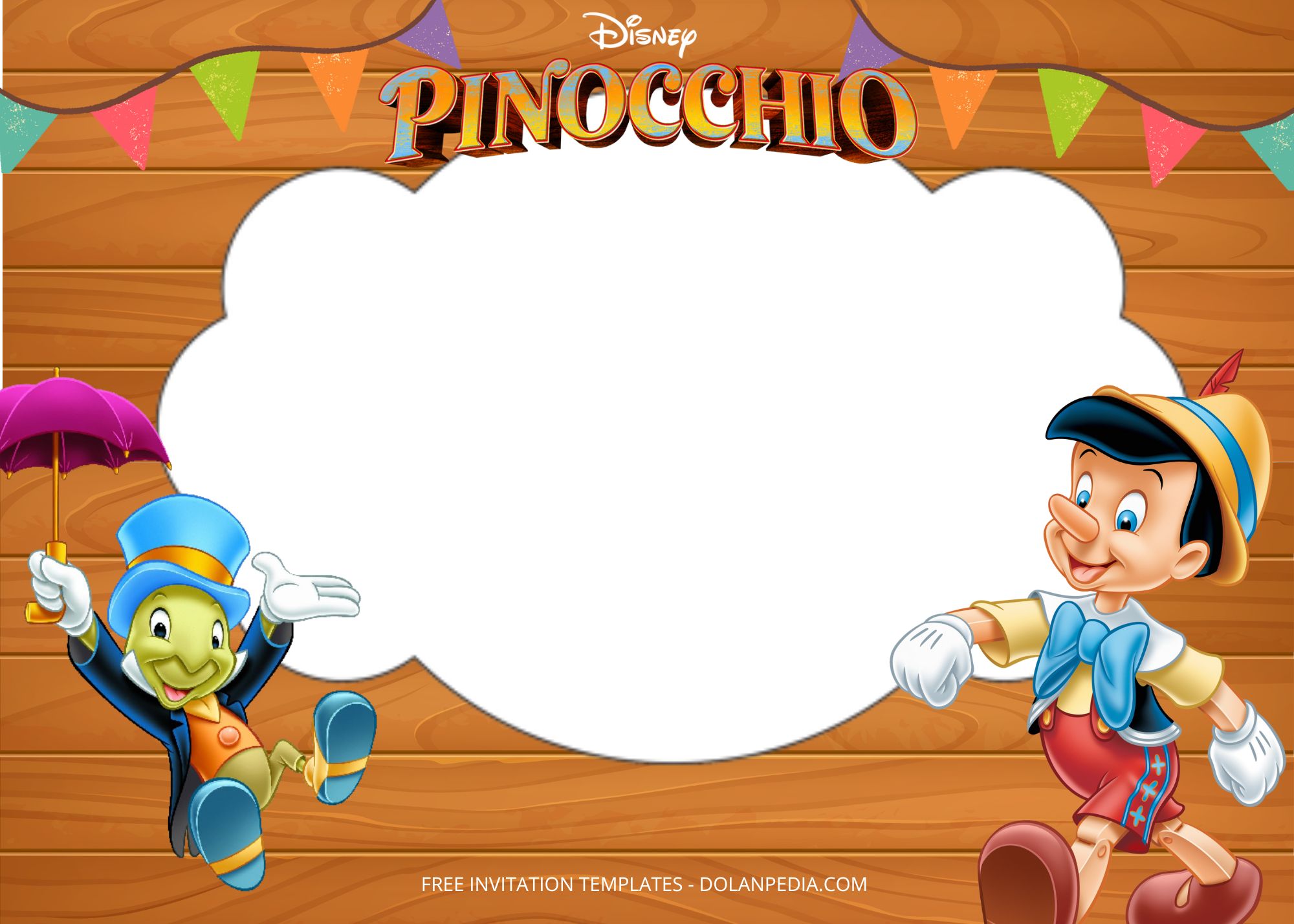 Blank Pinocchio Birthday Party Templates Three