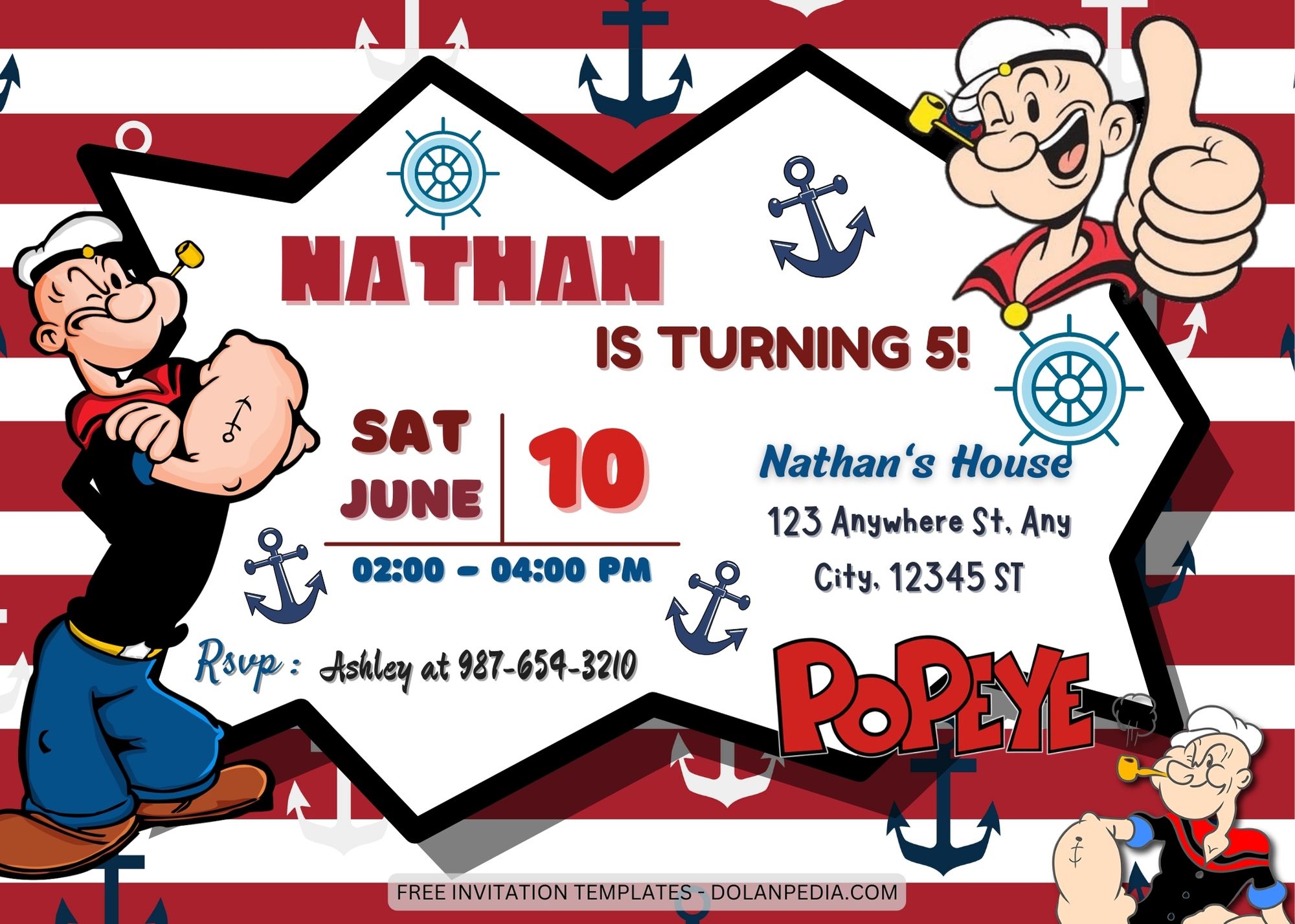 8+ Popeye The Sailor Man Birthday Invitation Templates Title