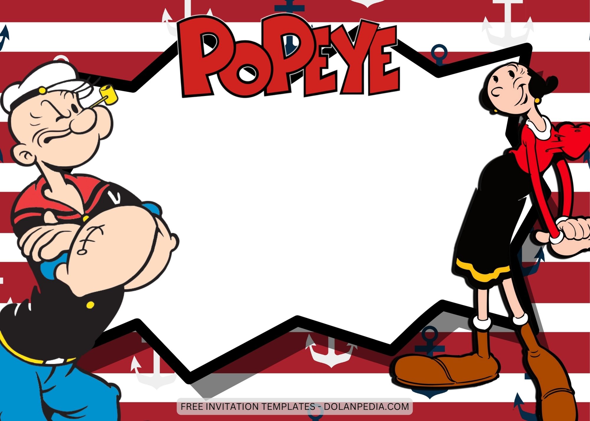 Blank Popeye The Sailor Man Birthday Invitation Templates Two