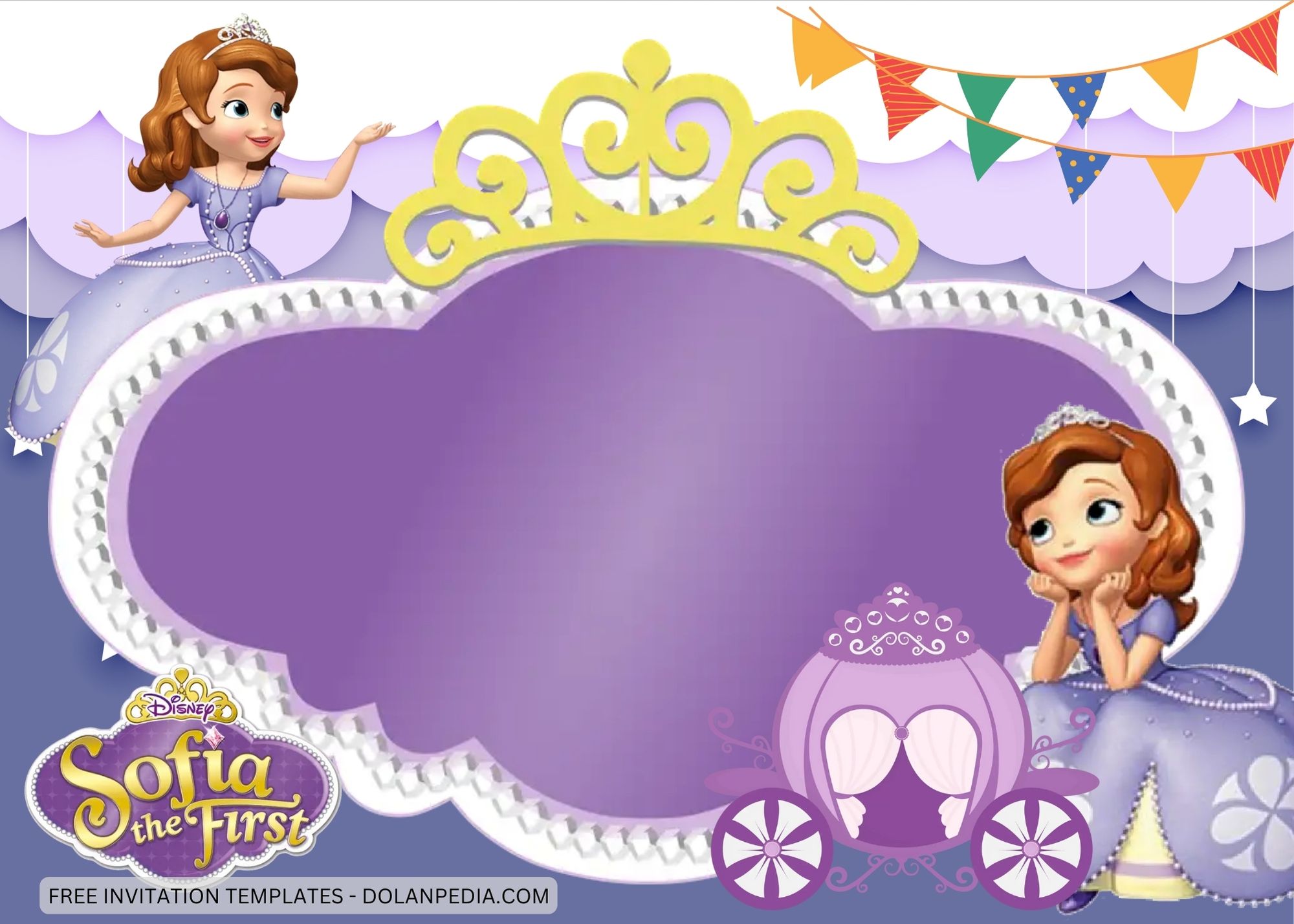 Blank Sofia The First Birthday Invitation Templates Two