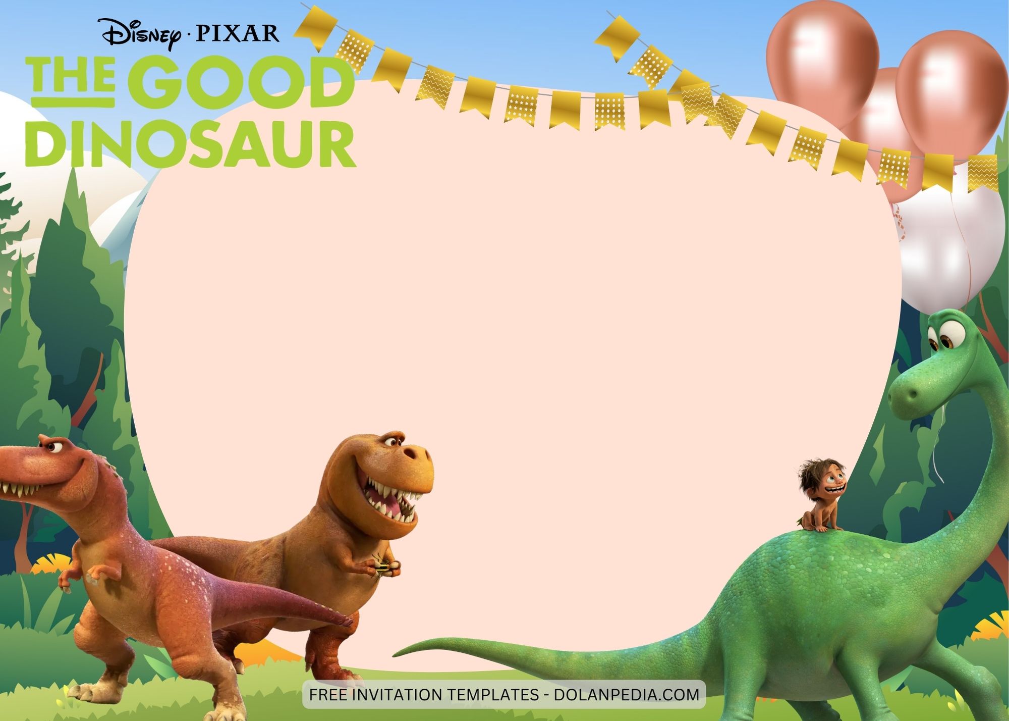 Blank The Good Dinosaur Birthday Invitation Templates Five