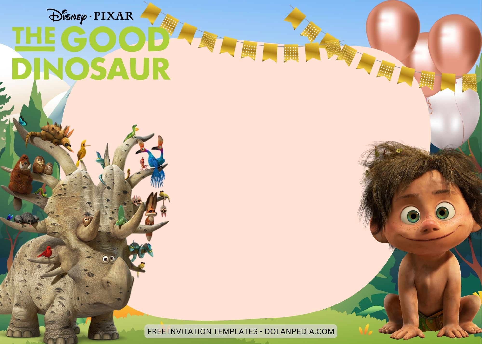 Blank The Good Dinosaur Birthday Invitation Templates Four