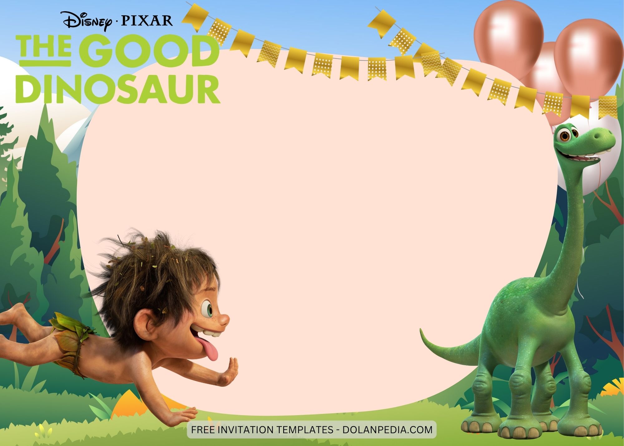 Blank The Good Dinosaur Birthday Invitation Templates Six