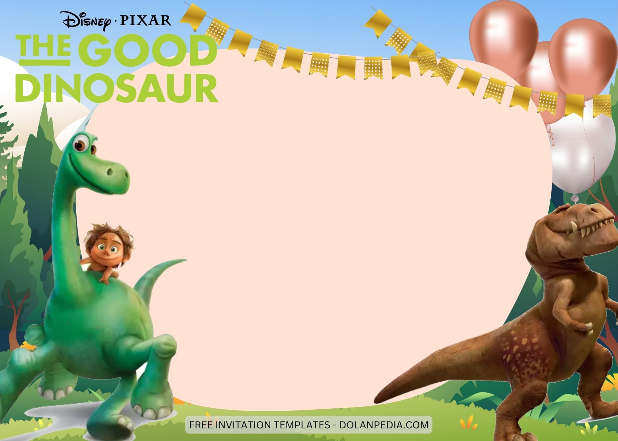 Blank The Good Dinosaur Birthday Invitation Templates Three